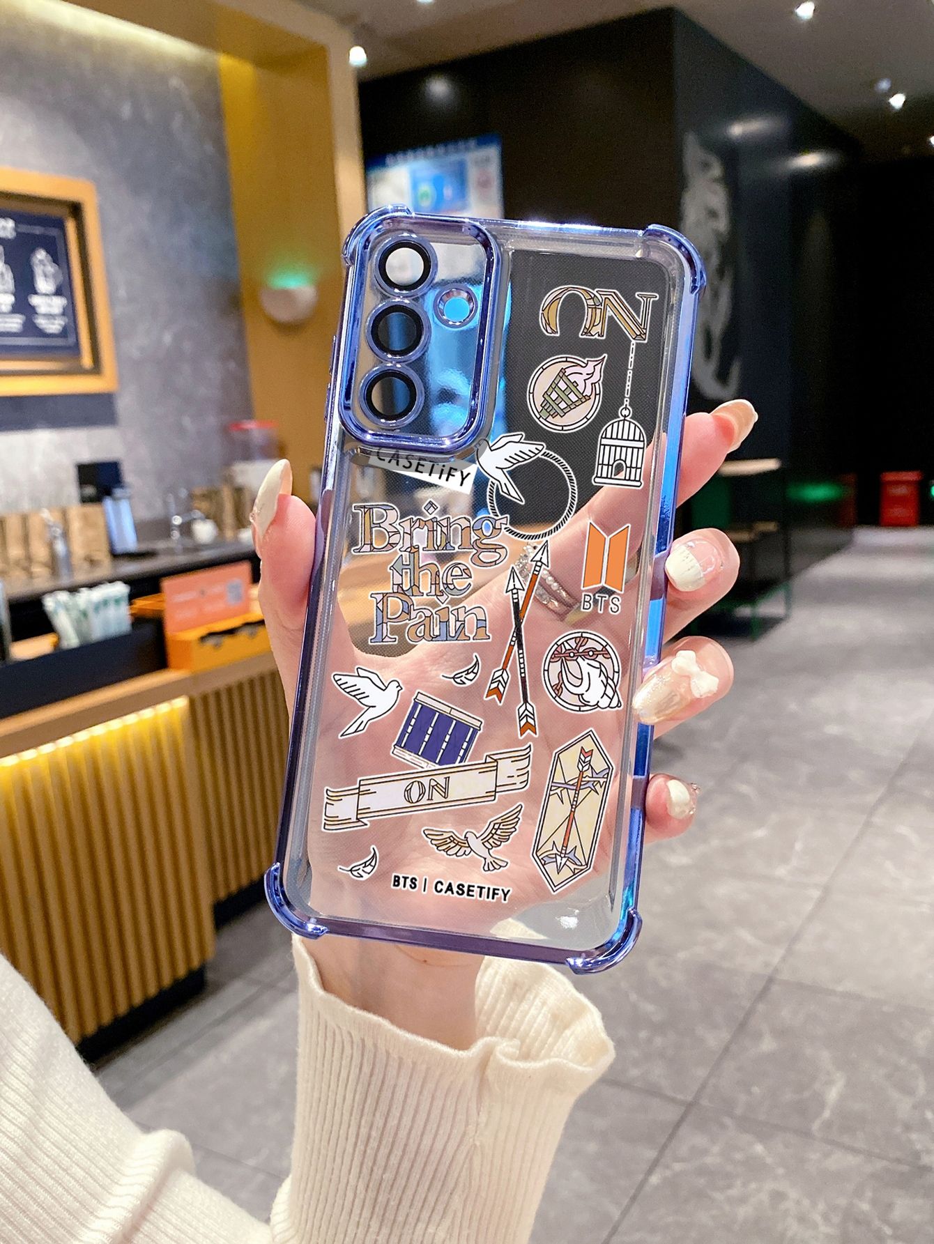 For OPPO A3X A2 Pro A1 A60 A18 A38 A17 A16 A57 A77 4G A59 A98 A78 A58 5G Fashion BTS BT21 Plating Frame Clear Phone Case Anti-shock Cover