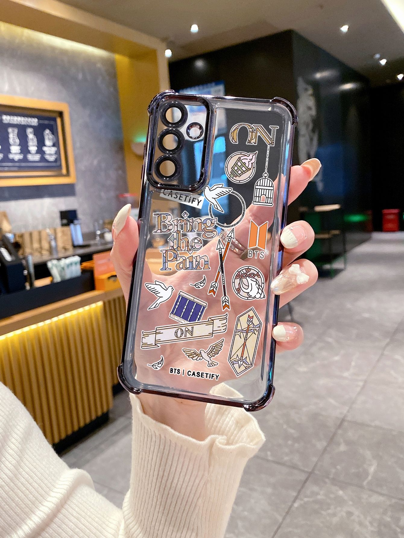 For OPPO A3X A2 Pro A1 A60 A18 A38 A17 A16 A57 A77 4G A59 A98 A78 A58 5G Fashion BTS BT21 Plating Frame Clear Phone Case Anti-shock Cover