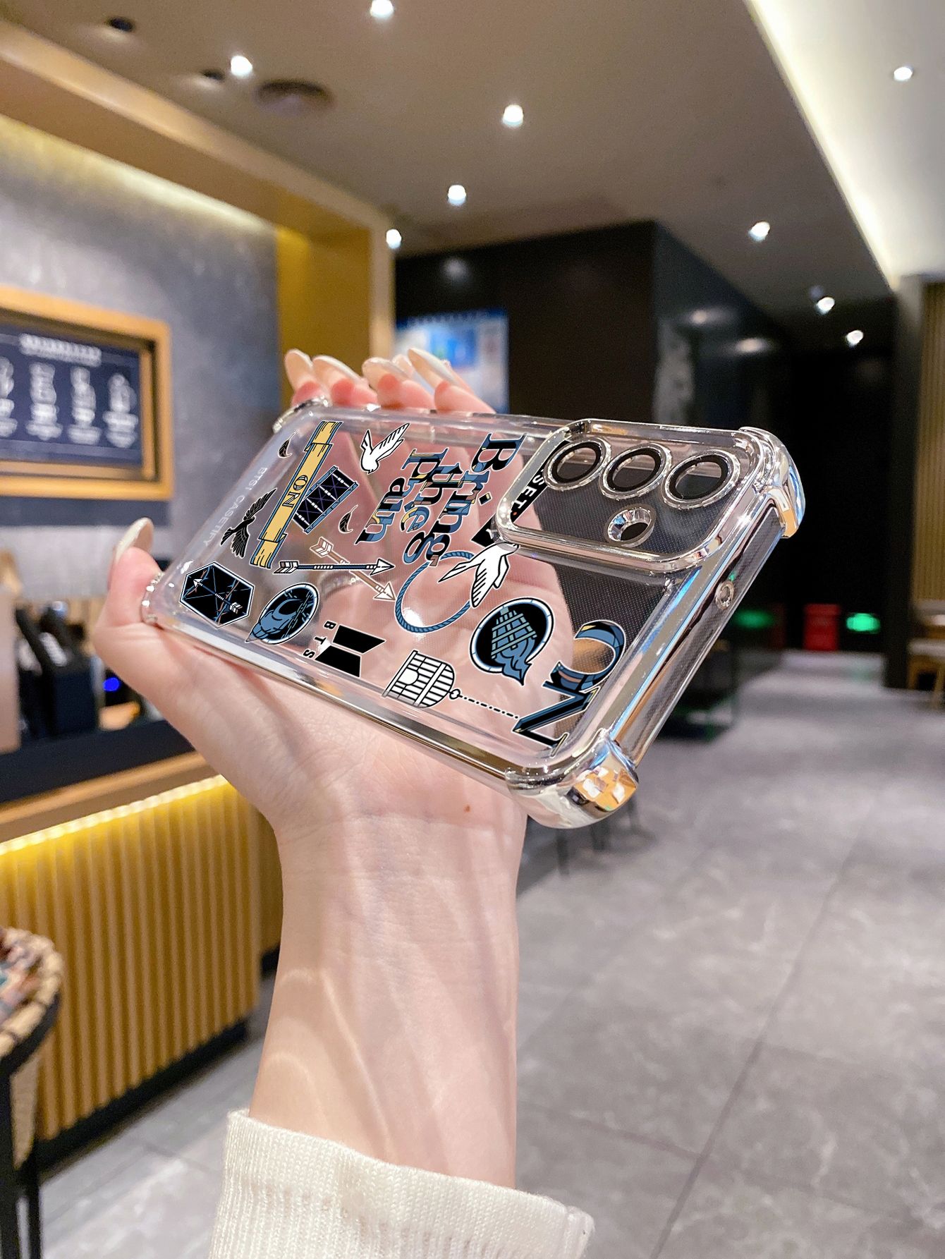 For OPPO A3X A2 Pro A1 A60 A18 A38 A17 A16 A57 A77 4G A59 A98 A78 A58 5G Fashion BTS BT21 Plating Frame Clear Phone Case Anti-shock Cover