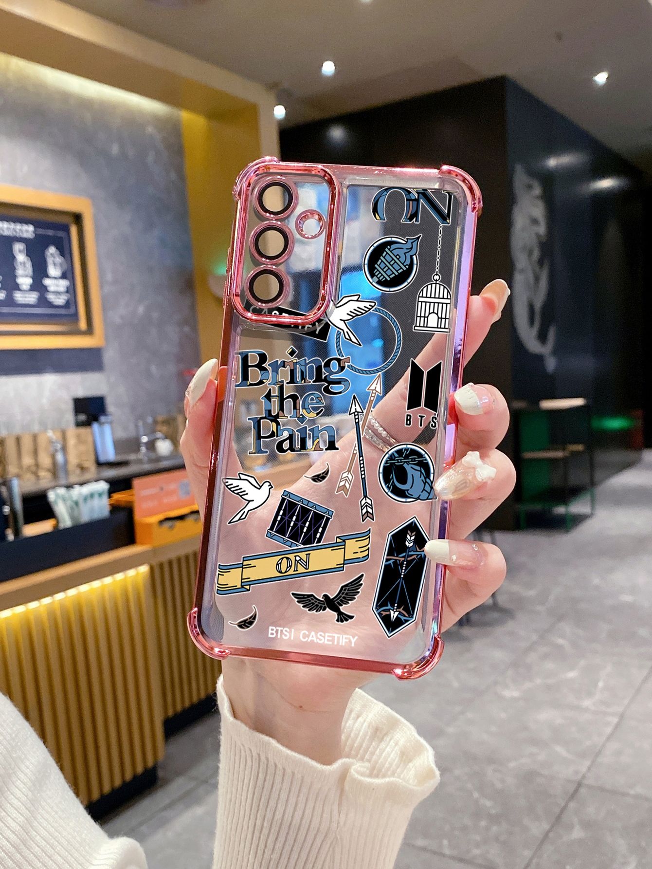 For OPPO A3X A2 Pro A1 A60 A18 A38 A17 A16 A57 A77 4G A59 A98 A78 A58 5G Fashion BTS BT21 Plating Frame Clear Phone Case Anti-shock Cover
