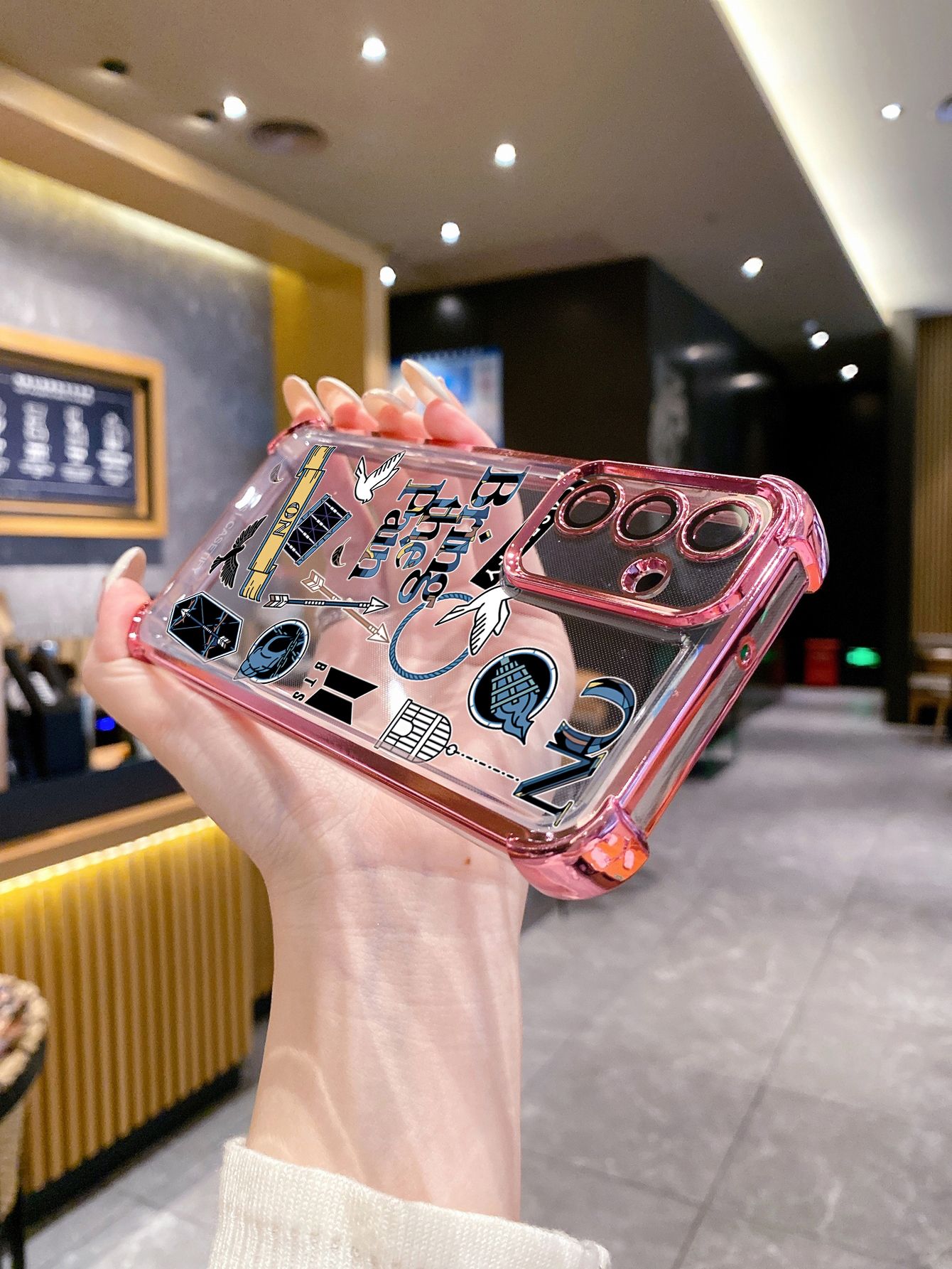 For OPPO A3X A2 Pro A1 A60 A18 A38 A17 A16 A57 A77 4G A59 A98 A78 A58 5G Fashion BTS BT21 Plating Frame Clear Phone Case Anti-shock Cover