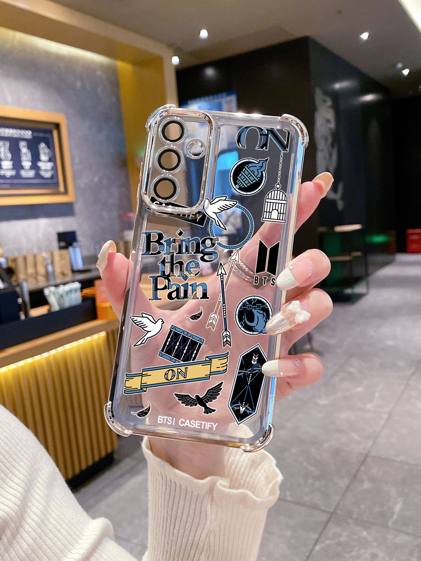 For OPPO A3X A2 Pro A1 A60 A18 A38 A17 A16 A57 A77 4G A59 A98 A78 A58 5G Fashion BTS BT21 Plating Frame Clear Phone Case Anti-shock Cover