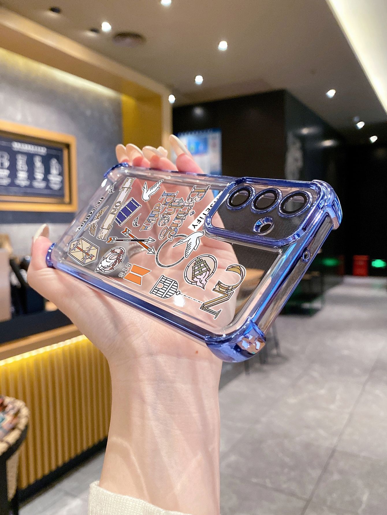 For OPPO A3X A2 Pro A1 A60 A18 A38 A17 A16 A57 A77 4G A59 A98 A78 A58 5G Fashion BTS BT21 Plating Frame Clear Phone Case Anti-shock Cover