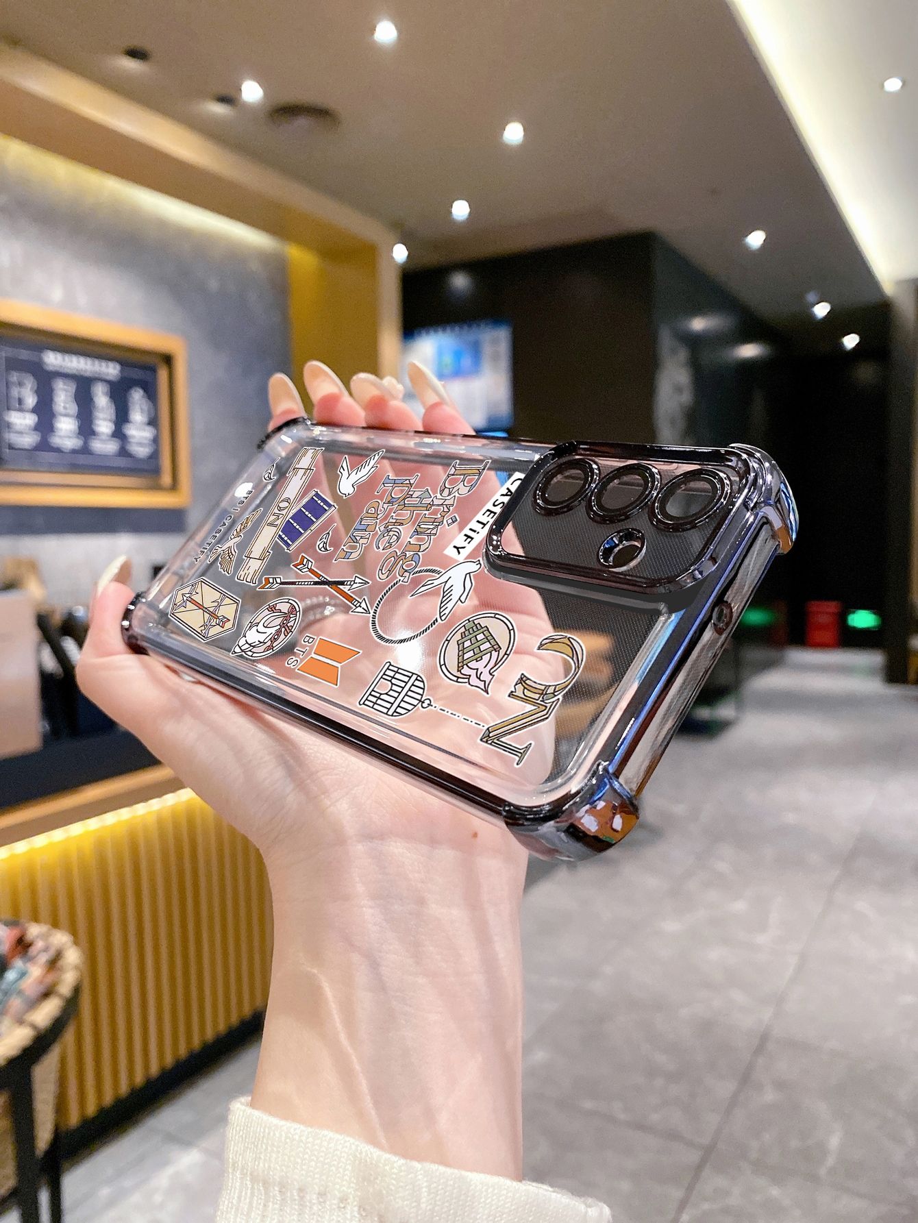 For OPPO A3X A2 Pro A1 A60 A18 A38 A17 A16 A57 A77 4G A59 A98 A78 A58 5G Fashion BTS BT21 Plating Frame Clear Phone Case Anti-shock Cover