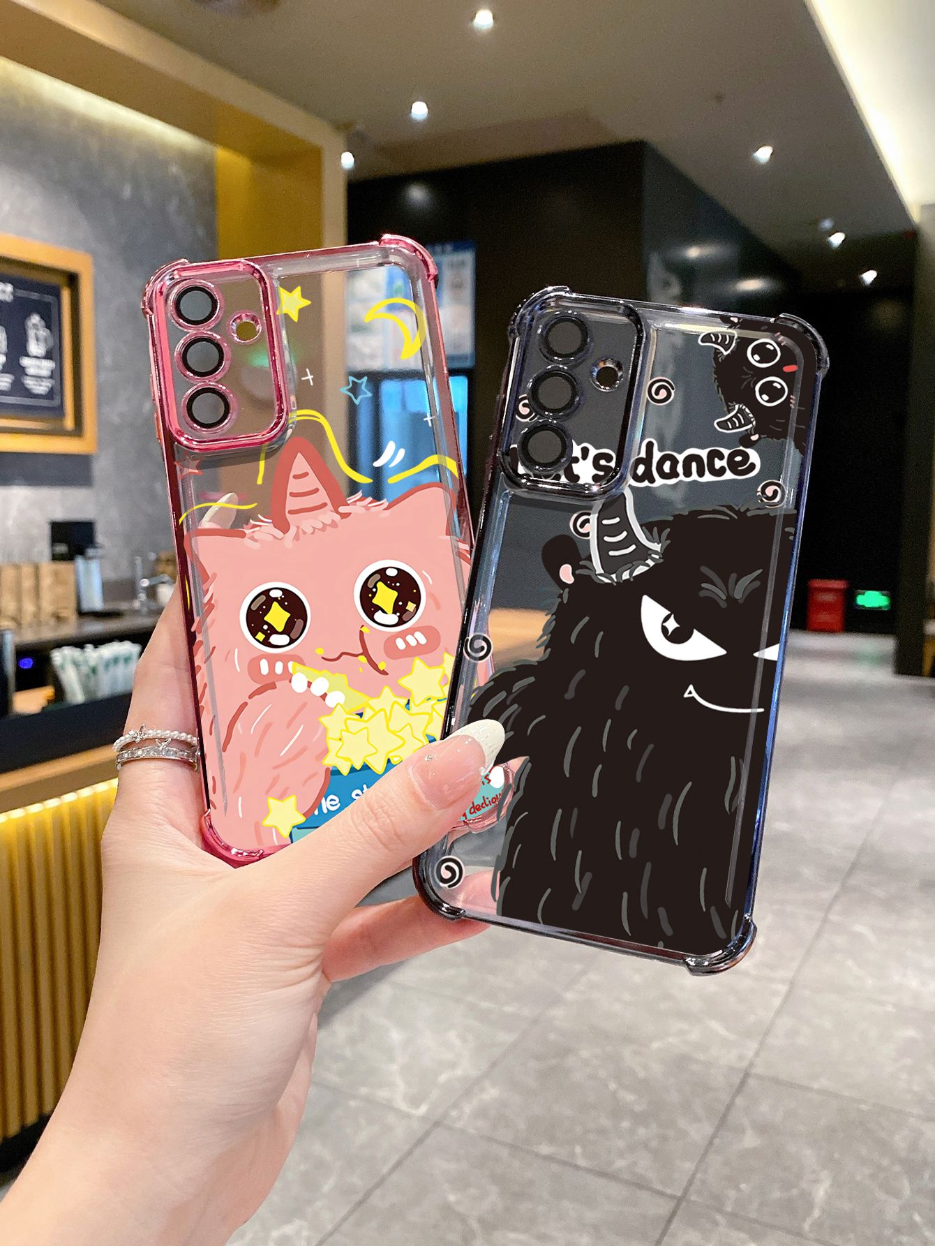 For Samsung Galaxy A15 A05 A35 A55 A14 A34 A33 A53 A73 A32 A56 A36 A06 A16 Let Dance Cookie Monster Plating Frame Clear Phone Case Anti-shock Cover