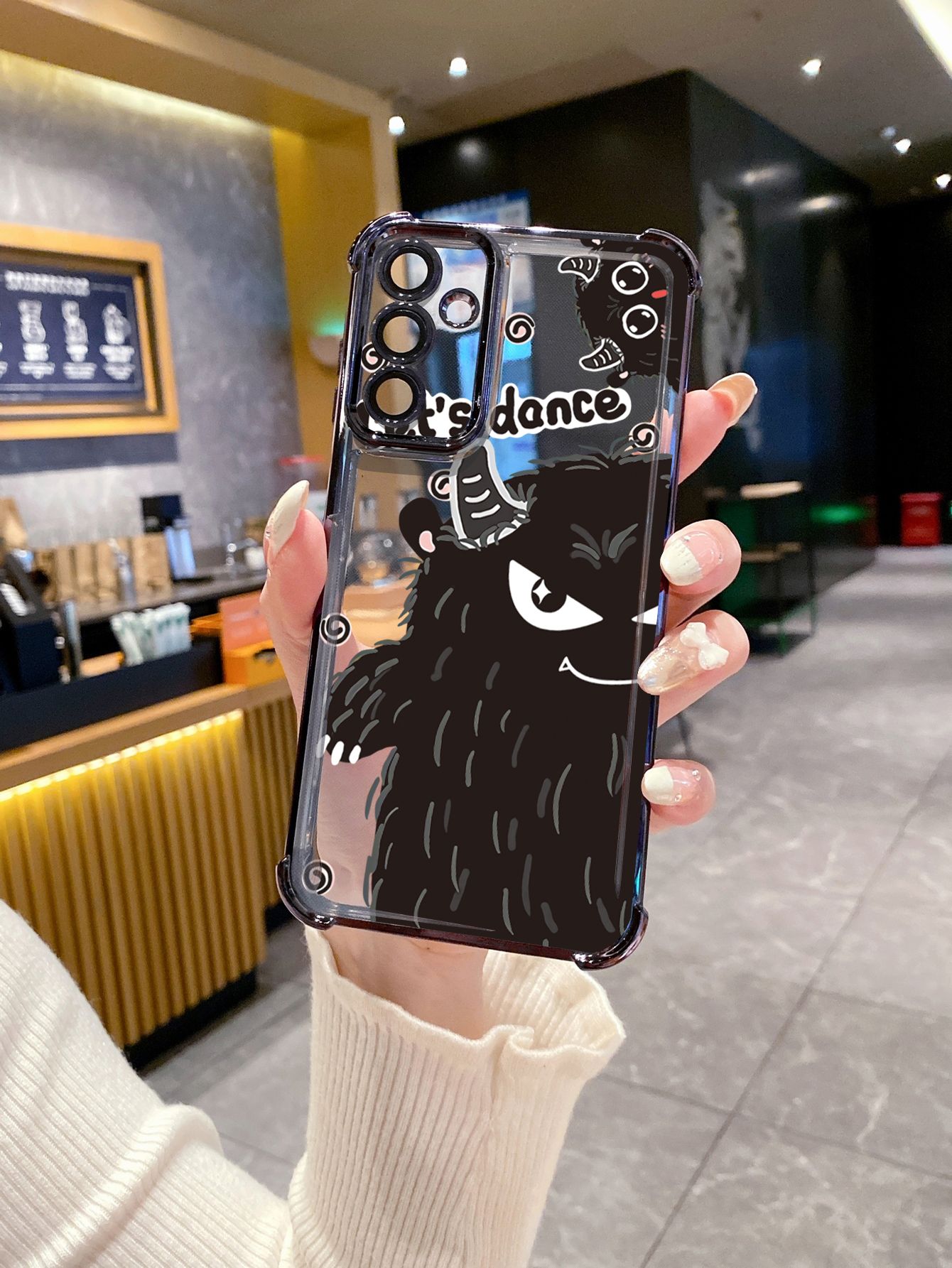 For Samsung Galaxy A15 A05 A35 A55 A14 A34 A33 A53 A73 A32 A56 A36 A06 A16 Let Dance Cookie Monster Plating Frame Clear Phone Case Anti-shock Cover