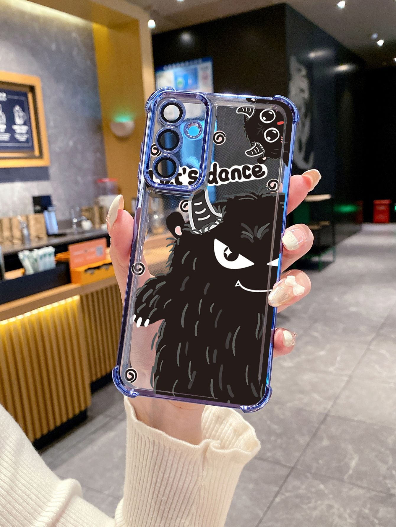 For Samsung Galaxy A15 A05 A35 A55 A14 A34 A33 A53 A73 A32 A56 A36 A06 A16 Let Dance Cookie Monster Plating Frame Clear Phone Case Anti-shock Cover