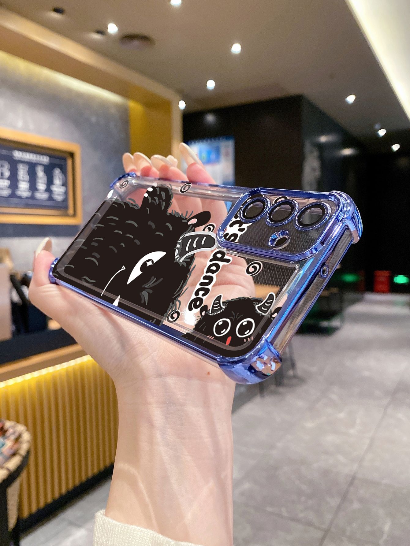 For Samsung Galaxy A15 A05 A35 A55 A14 A34 A33 A53 A73 A32 A56 A36 A06 A16 Let Dance Cookie Monster Plating Frame Clear Phone Case Anti-shock Cover