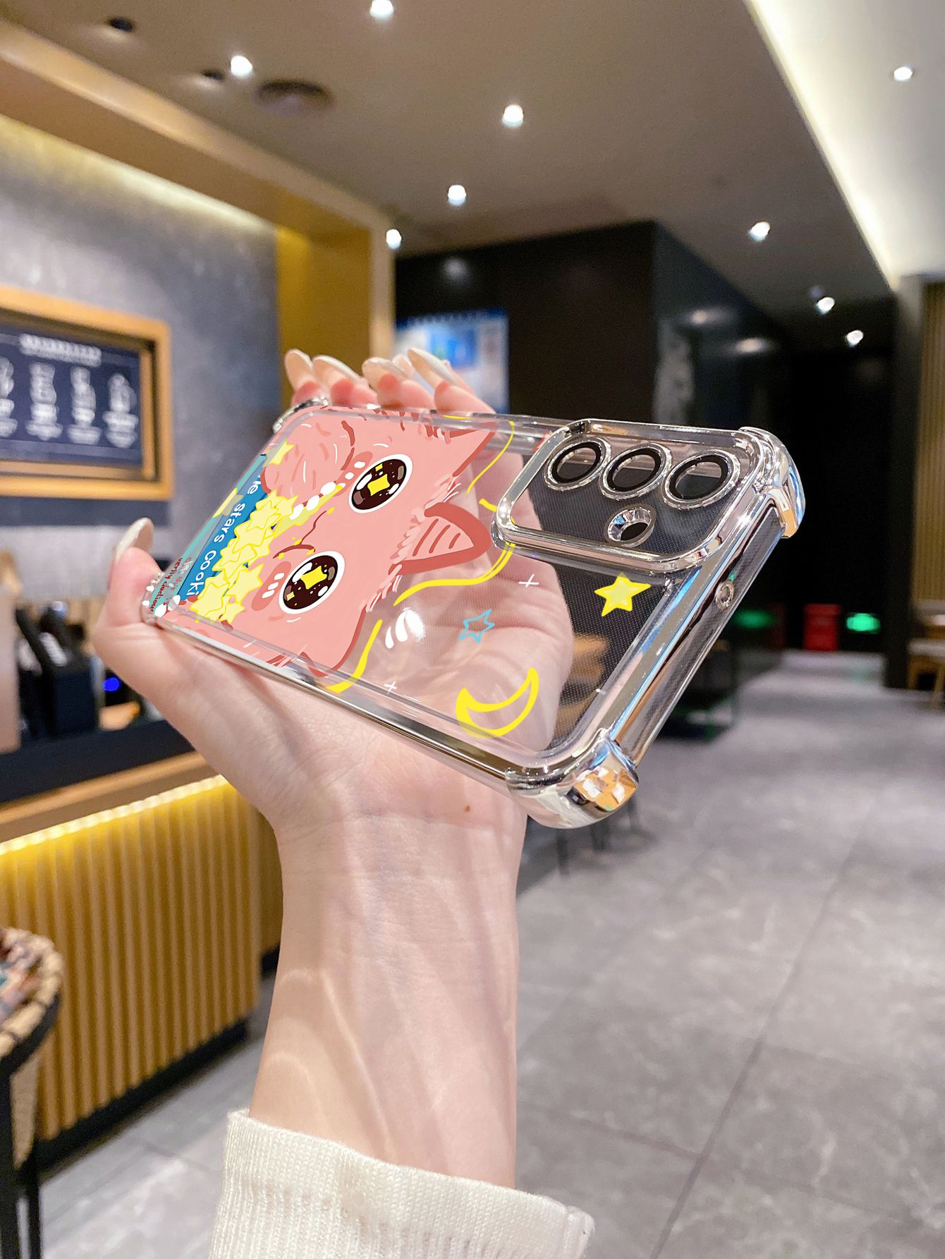 For Samsung Galaxy A15 A05 A35 A55 A14 A34 A33 A53 A73 A32 A56 A36 A06 A16 Let Dance Cookie Monster Plating Frame Clear Phone Case Anti-shock Cover
