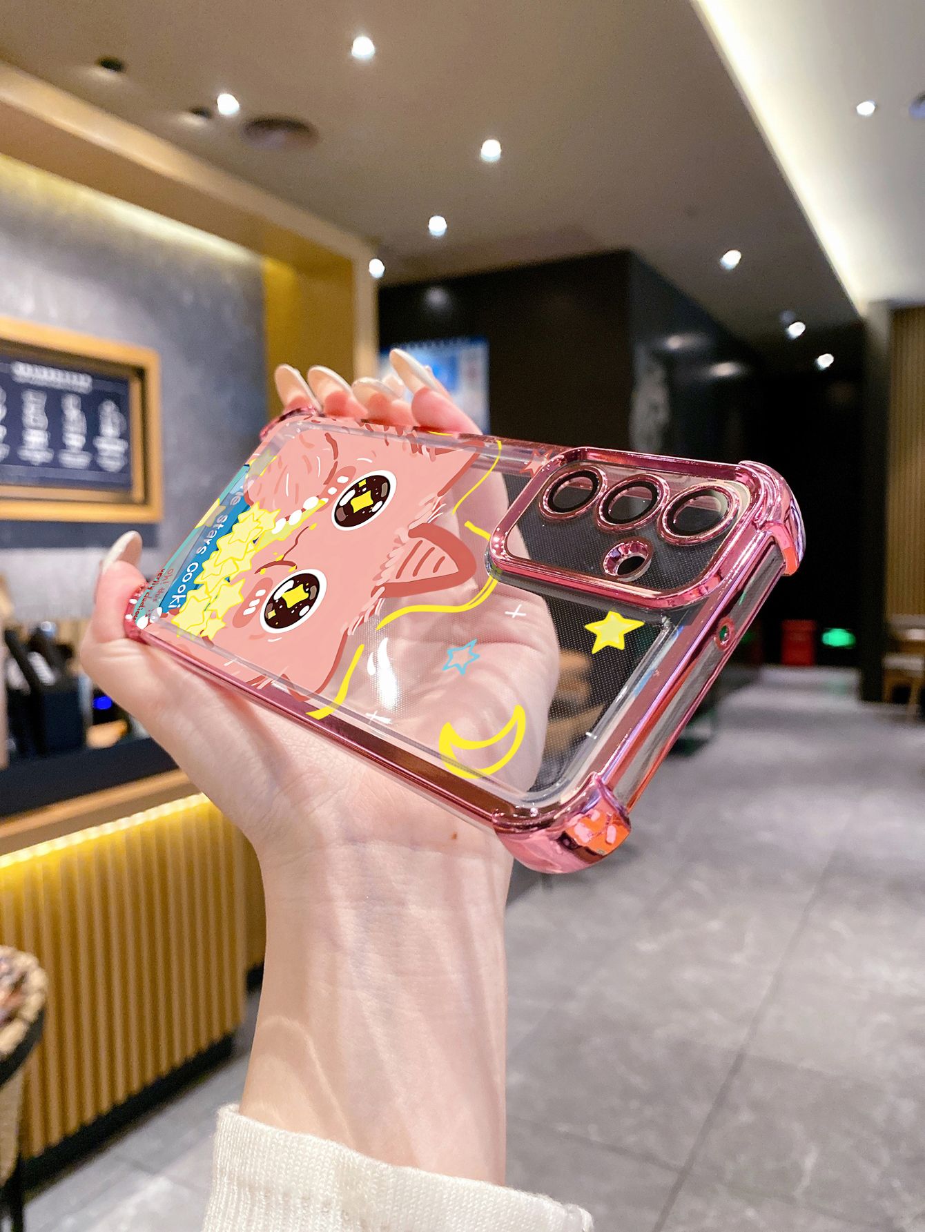 For Samsung Galaxy A15 A05 A35 A55 A14 A34 A33 A53 A73 A32 A56 A36 A06 A16 Let Dance Cookie Monster Plating Frame Clear Phone Case Anti-shock Cover