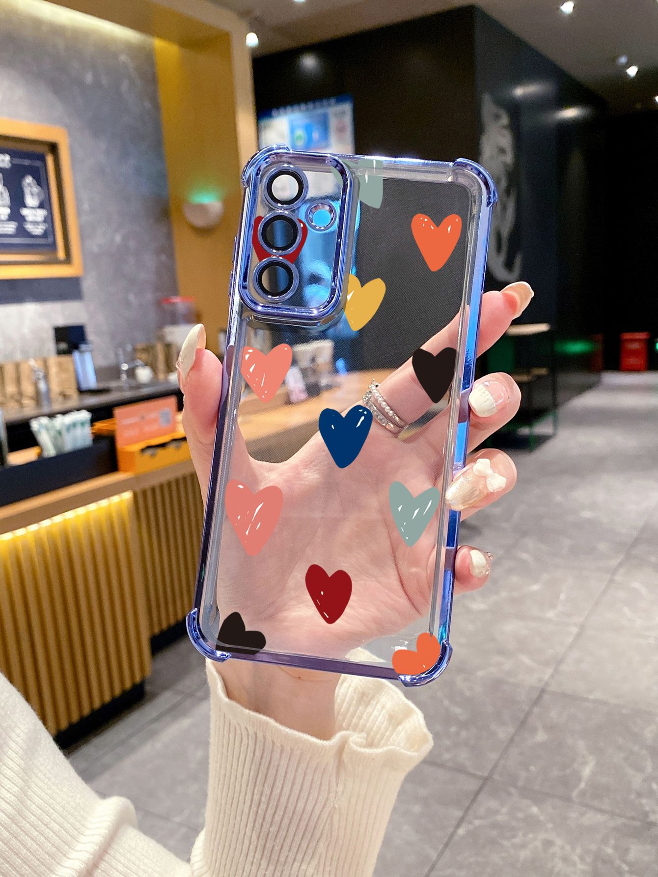 For Samsung Galaxy A15 A05 A35 A55 A14 A34 A33 A53 A73 A32 A56 A36 A06 A16 Heart Flower Plating Frame Clear Phone Case Anti-shock Cover