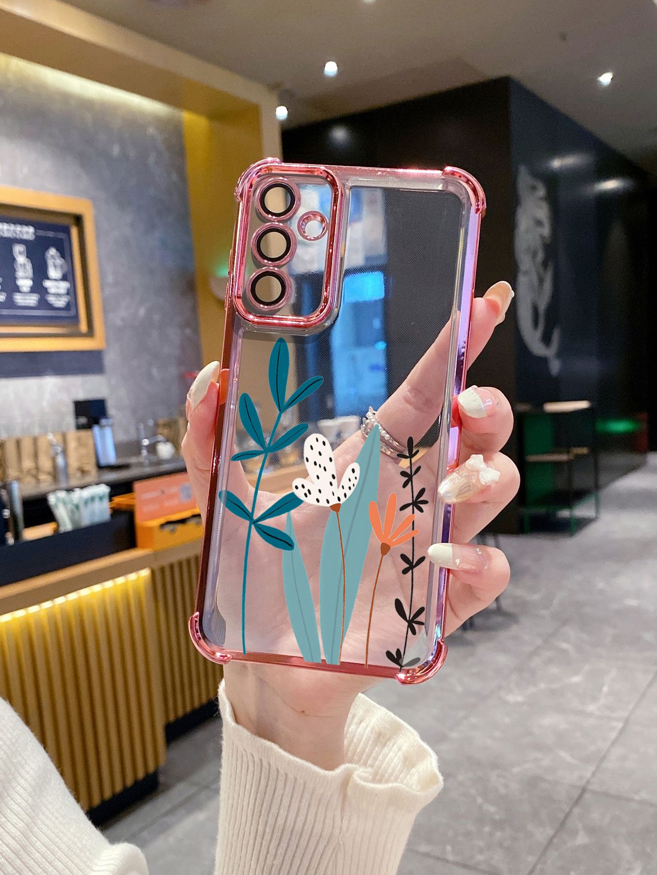 For Samsung Galaxy A15 A05 A35 A55 A14 A34 A33 A53 A73 A32 A56 A36 A06 A16 Heart Flower Plating Frame Clear Phone Case Anti-shock Cover