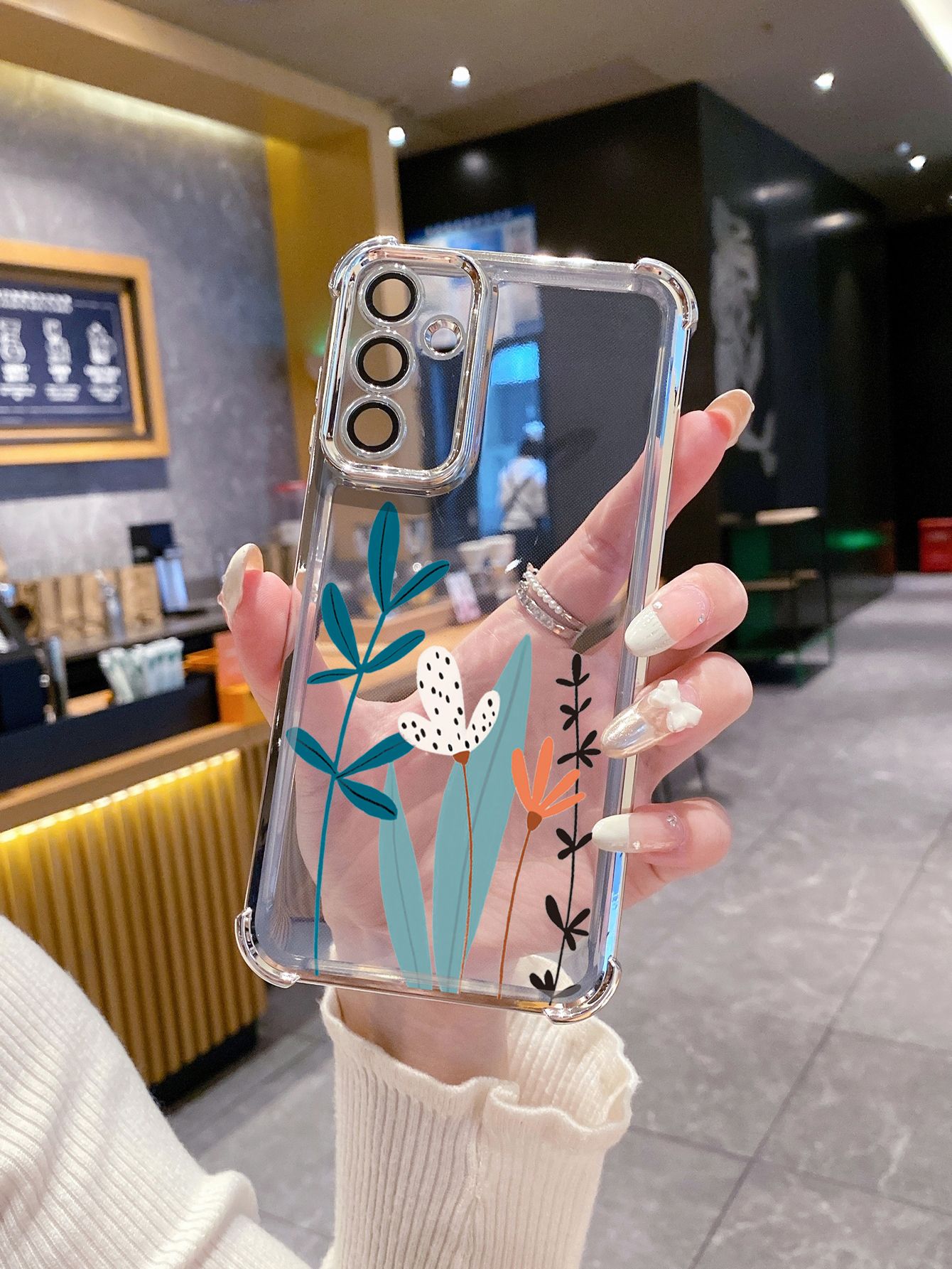 For Samsung Galaxy A15 A05 A35 A55 A14 A34 A33 A53 A73 A32 A56 A36 A06 A16 Heart Flower Plating Frame Clear Phone Case Anti-shock Cover
