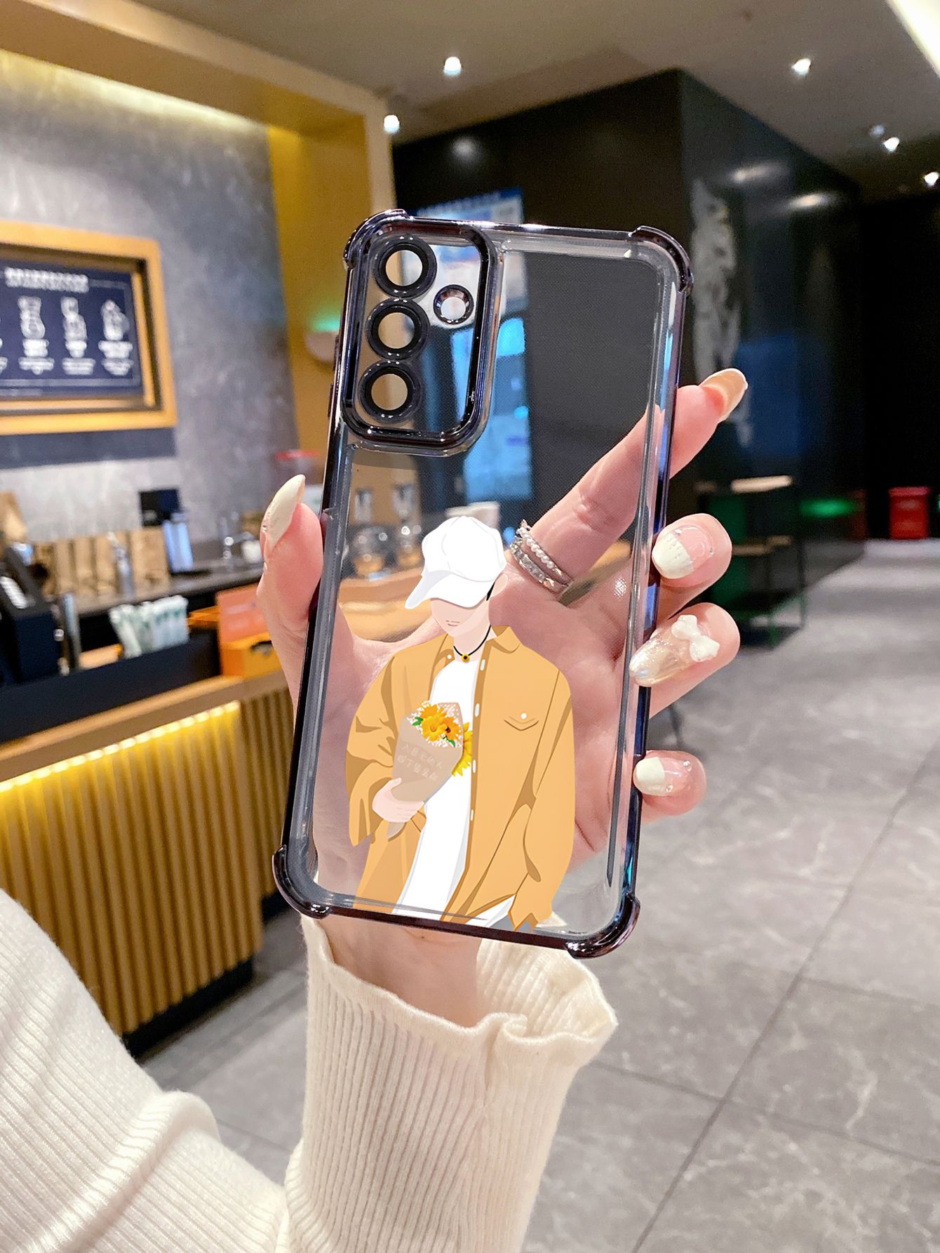 For iPhone 16 15 Pro Max 14 Plus 13 12 11 XR 8 7 SE 2022 XS Couple Girl Boy Plating Frame Clear Phone Case Anti-shock Cover