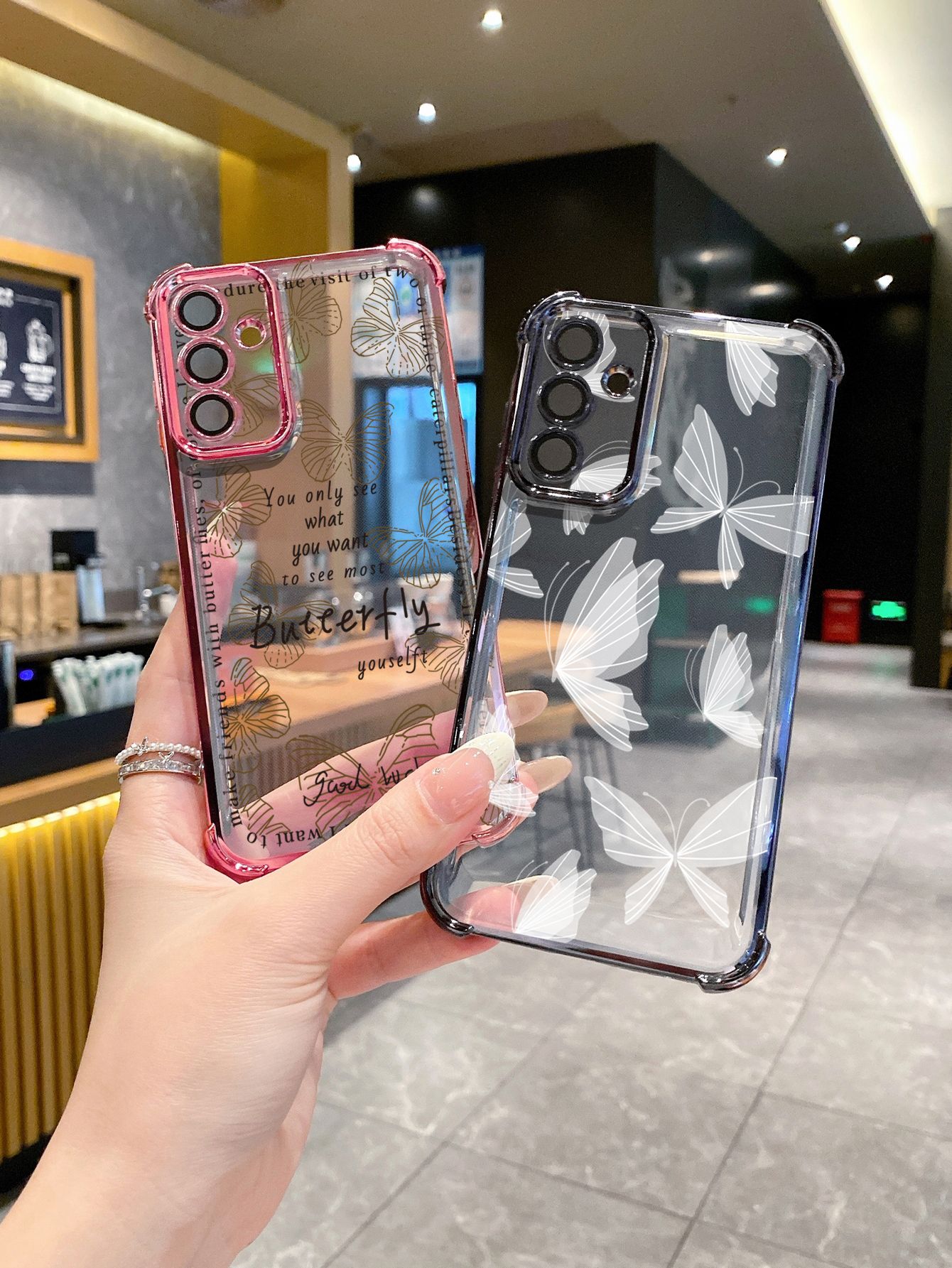 For Samsung Galaxy A15 A05 A35 A55 A14 A34 A33 A53 A73 A32 A56 A36 A06 A16 Drawing Butterfly Retro Plating Frame Clear Phone Case Anti-shock Cover