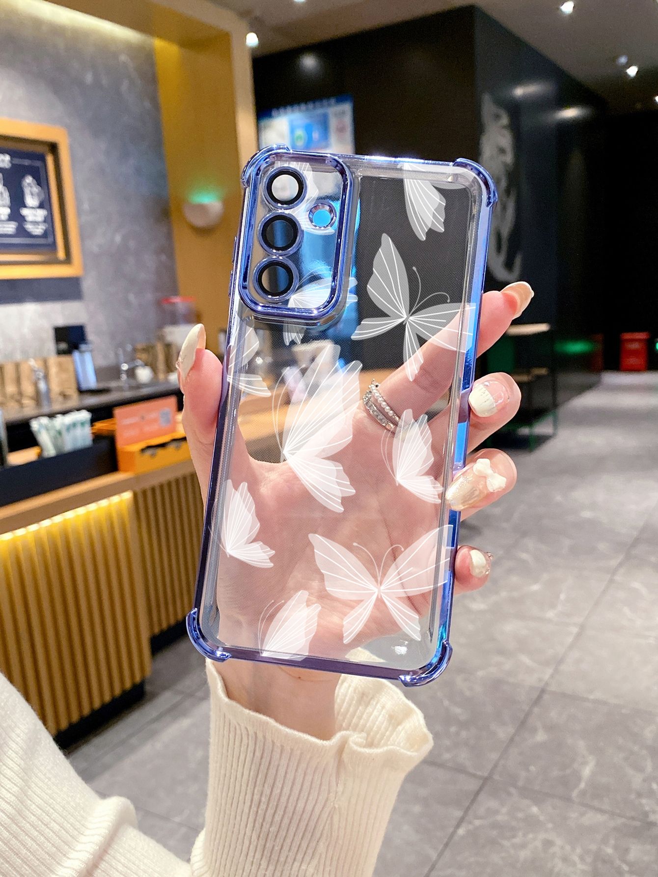For Samsung Galaxy A15 A05 A35 A55 A14 A34 A33 A53 A73 A32 A56 A36 A06 A16 Drawing Butterfly Retro Plating Frame Clear Phone Case Anti-shock Cover