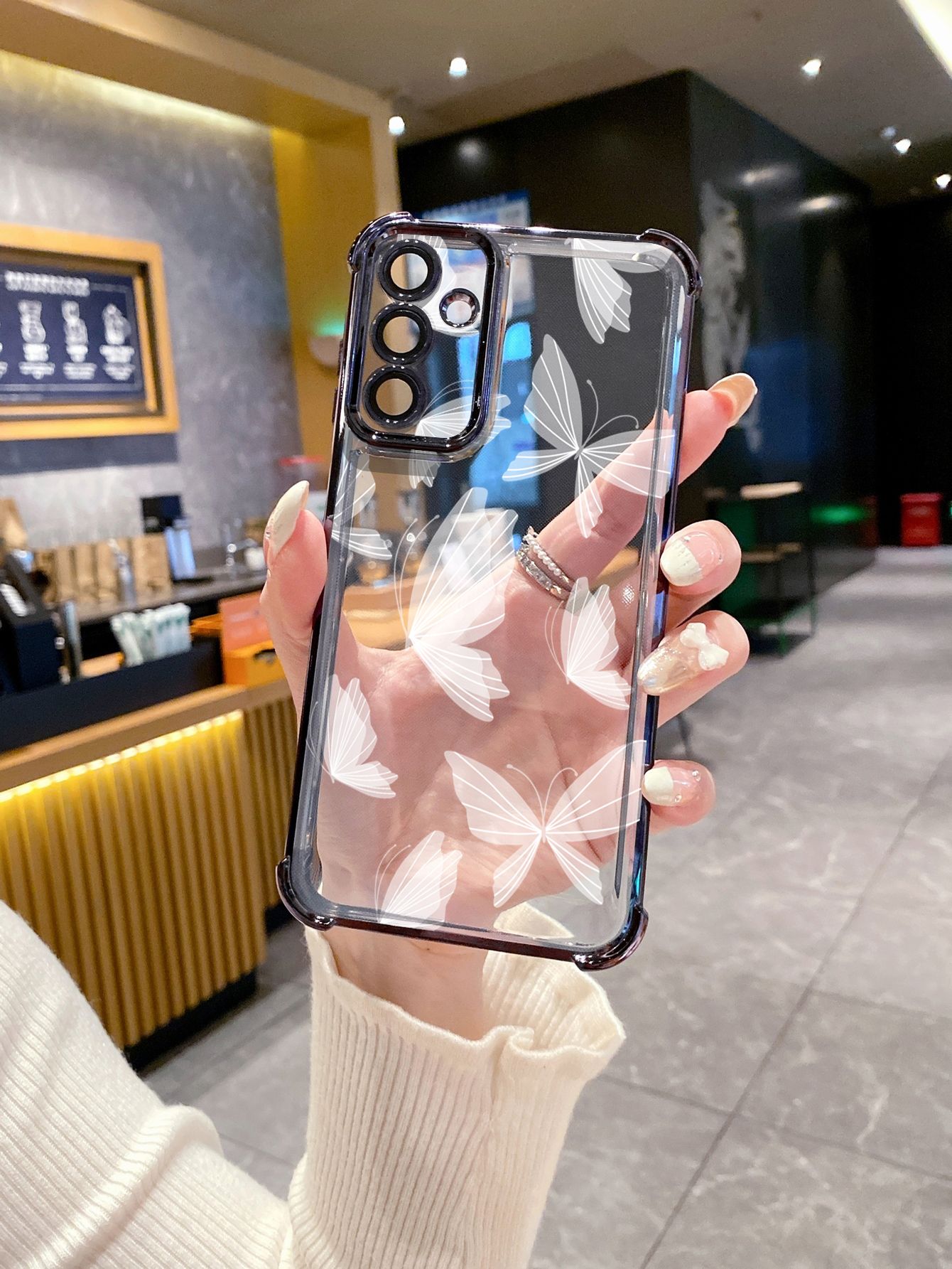For Samsung Galaxy A15 A05 A35 A55 A14 A34 A33 A53 A73 A32 A56 A36 A06 A16 Drawing Butterfly Retro Plating Frame Clear Phone Case Anti-shock Cover