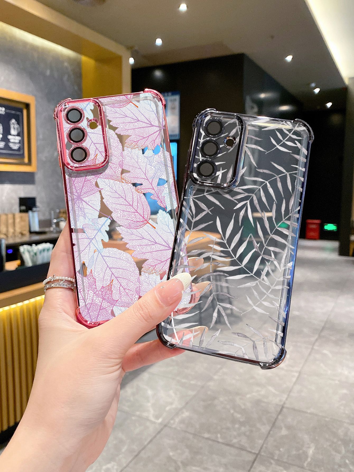 For Infinix Hot 50i 40i 40 Pro 30 Play Note 30 Smart 9 8 Beauty Leaves Plating Frame Clear Phone Case Anti-shock Cover