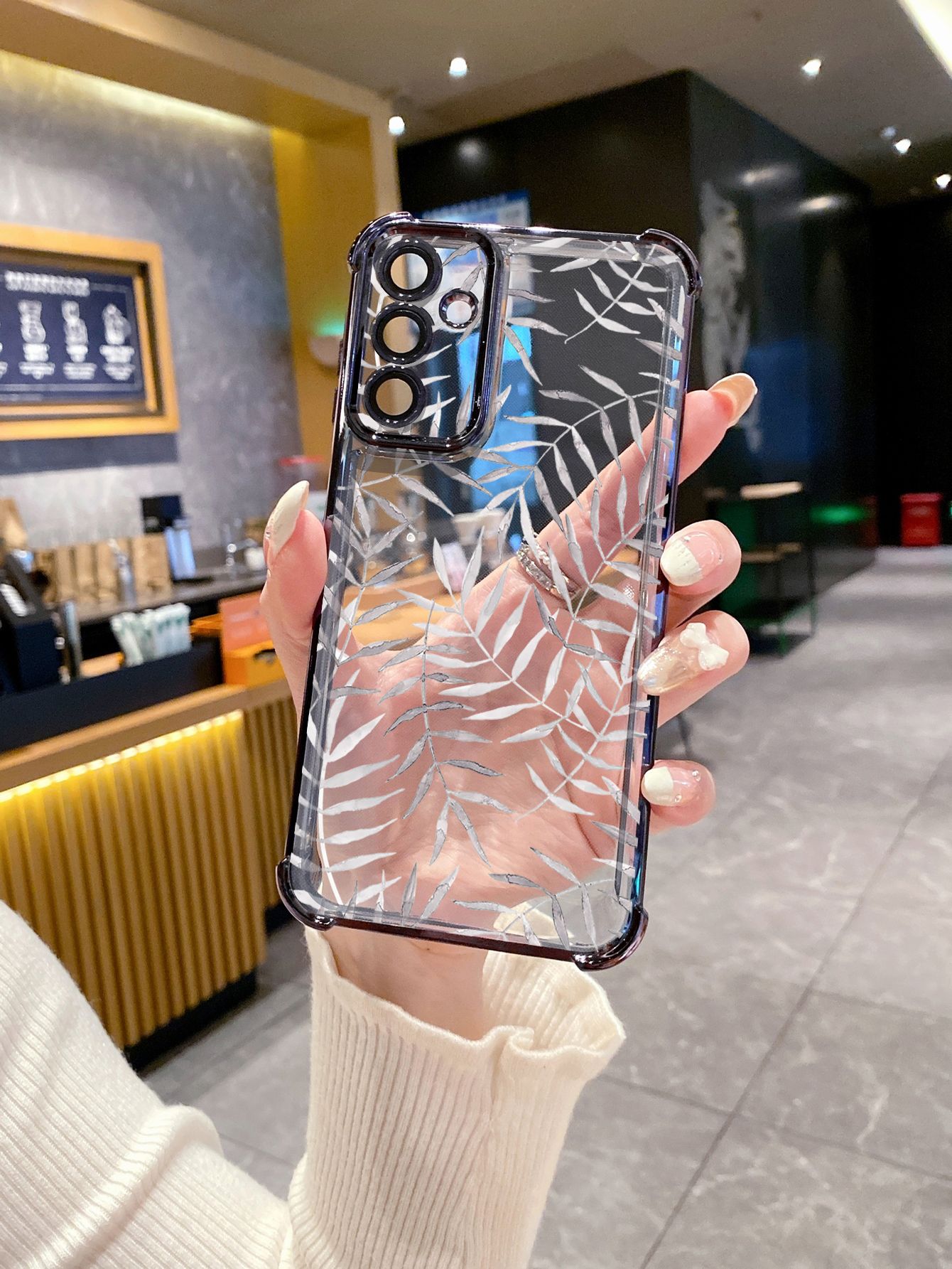 For Infinix Hot 50i 40i 40 Pro 30 Play Note 30 Smart 9 8 Beauty Leaves Plating Frame Clear Phone Case Anti-shock Cover