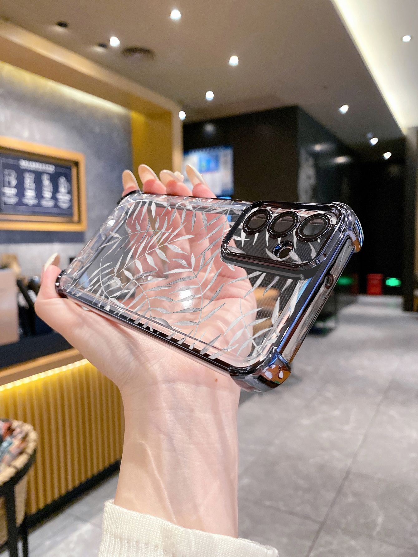For Infinix Hot 50i 40i 40 Pro 30 Play Note 30 Smart 9 8 Beauty Leaves Plating Frame Clear Phone Case Anti-shock Cover