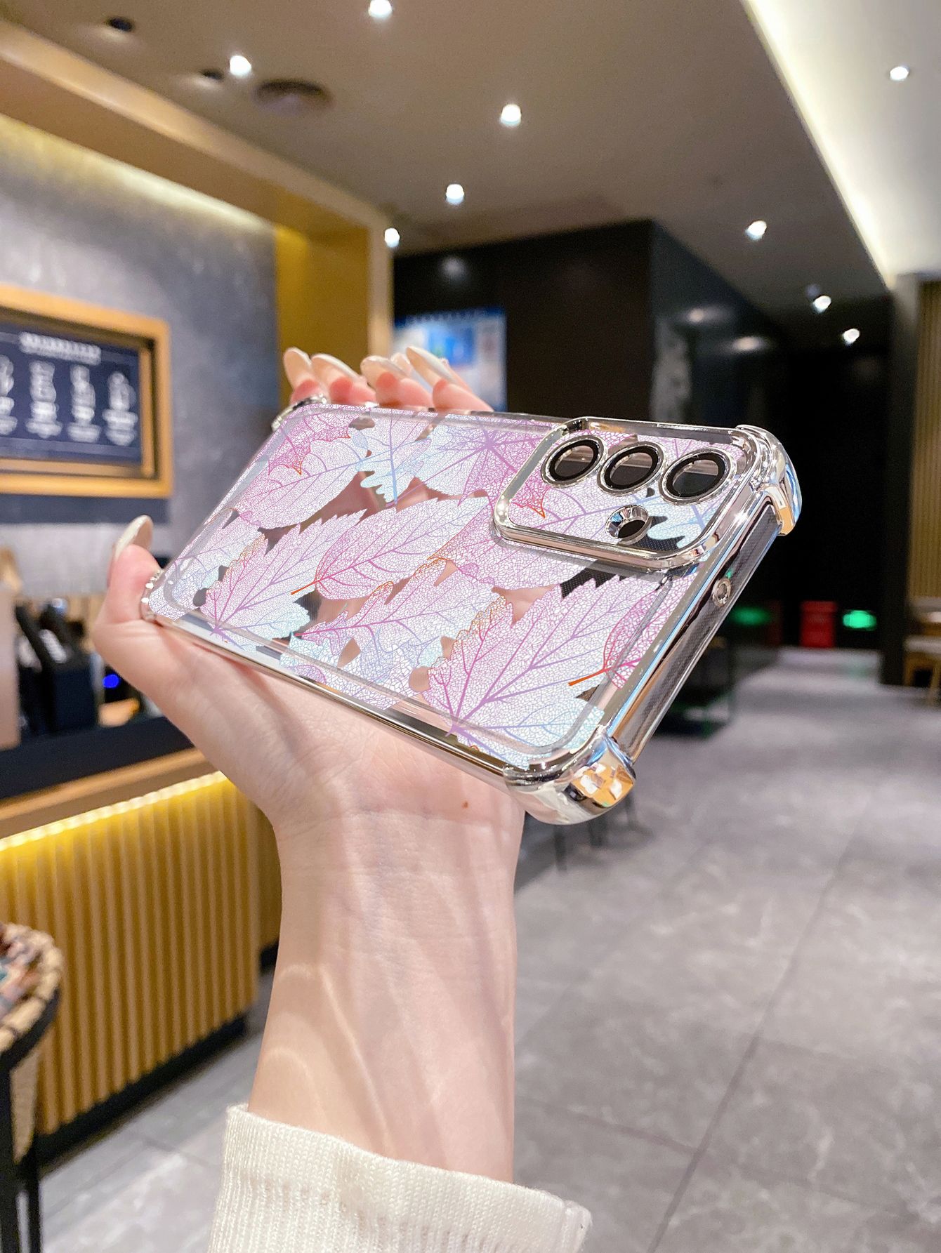 For Infinix Hot 50i 40i 40 Pro 30 Play Note 30 Smart 9 8 Beauty Leaves Plating Frame Clear Phone Case Anti-shock Cover