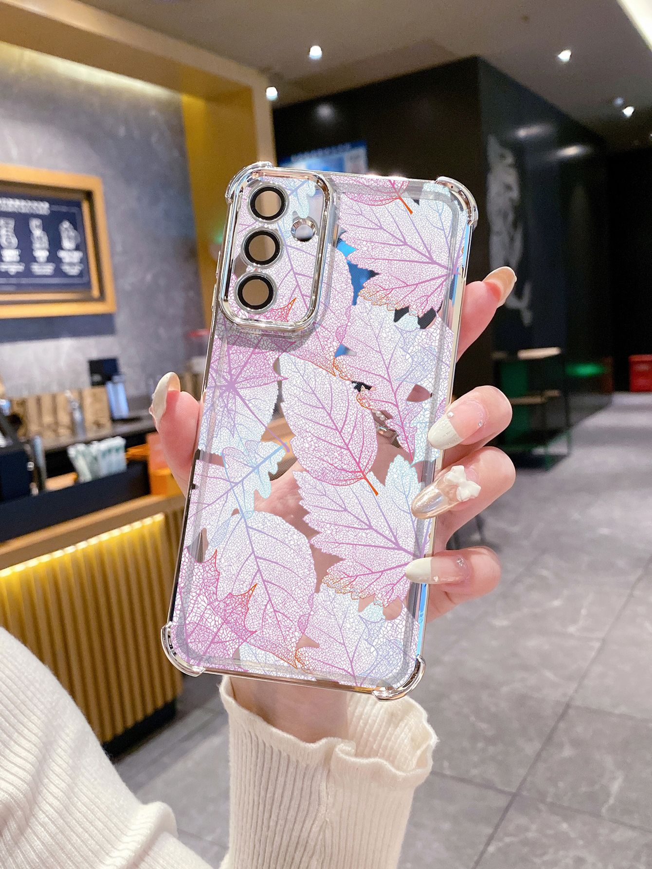 For Infinix Hot 50i 40i 40 Pro 30 Play Note 30 Smart 9 8 Beauty Leaves Plating Frame Clear Phone Case Anti-shock Cover