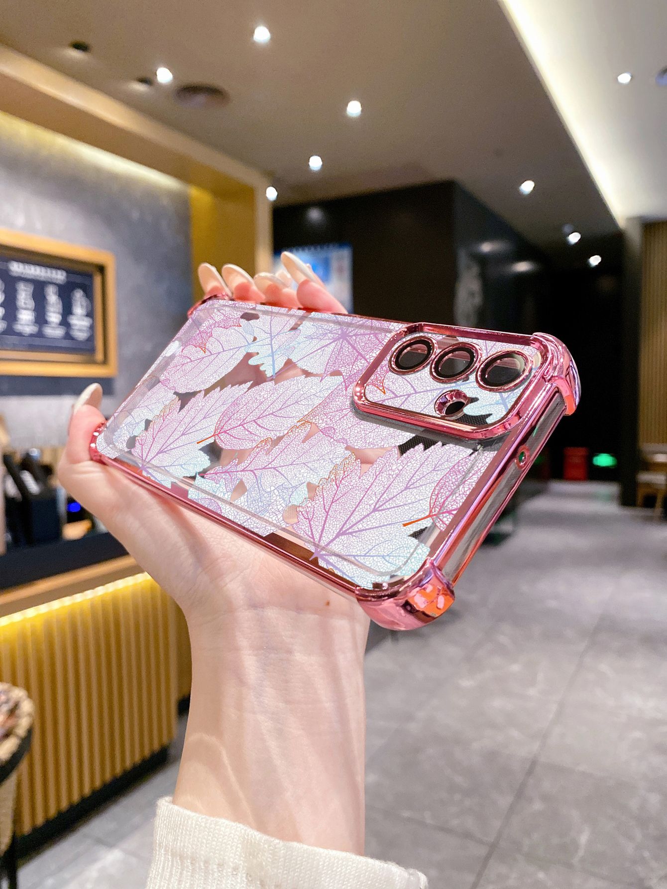 For Infinix Hot 50i 40i 40 Pro 30 Play Note 30 Smart 9 8 Beauty Leaves Plating Frame Clear Phone Case Anti-shock Cover