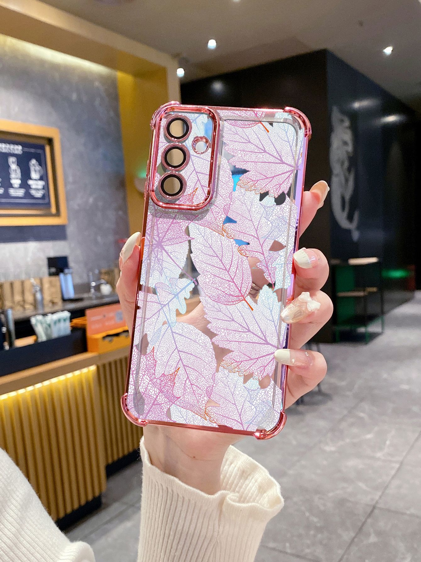 For Infinix Hot 50i 40i 40 Pro 30 Play Note 30 Smart 9 8 Beauty Leaves Plating Frame Clear Phone Case Anti-shock Cover