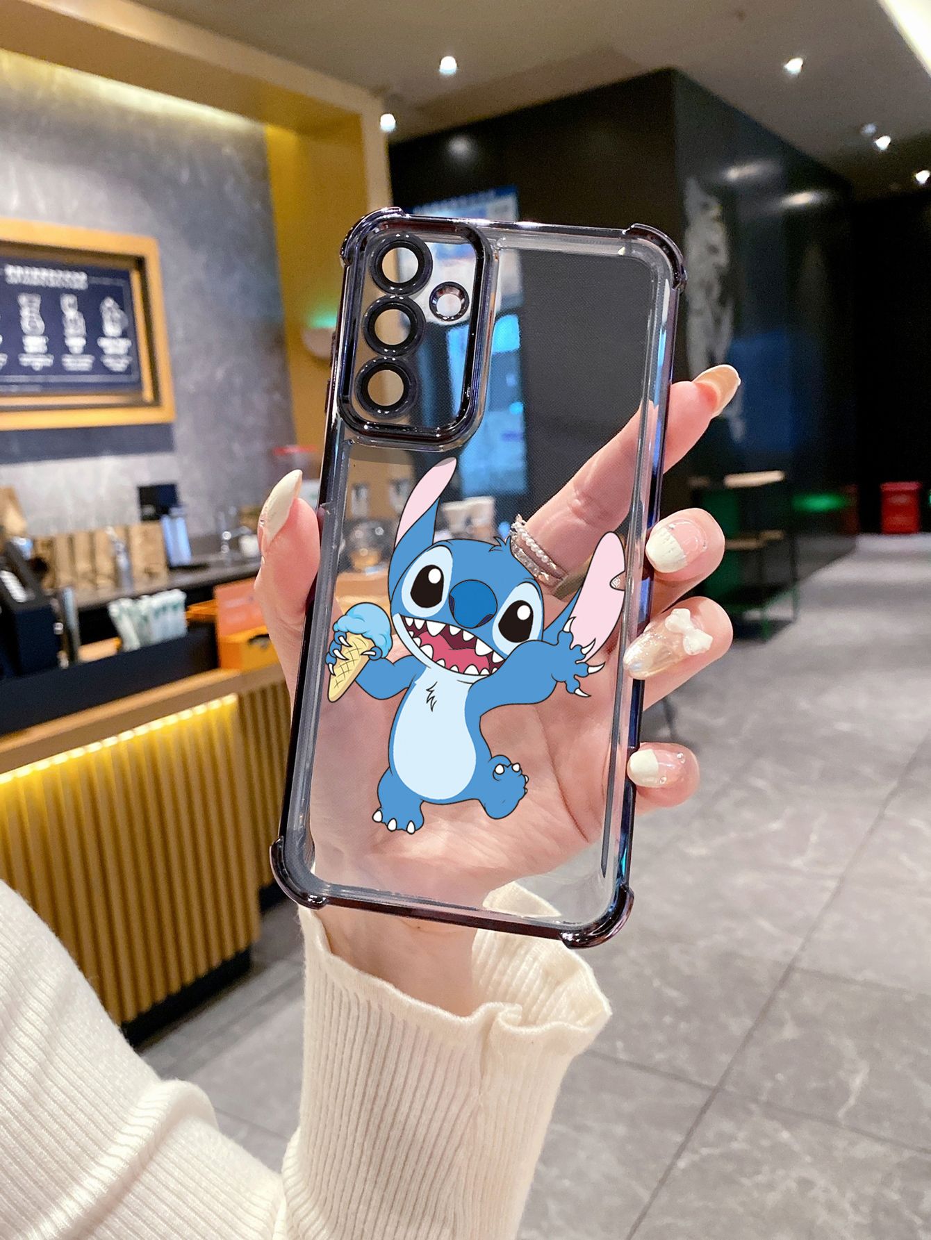 For OPPO A3X A2 Pro A1 A60 A18 A38 A17 A16 A57 A77 4G A59 A98 A78 A58 5G Icecream Couple Stitch Plating Frame Clear Phone Case Anti-shock Cover