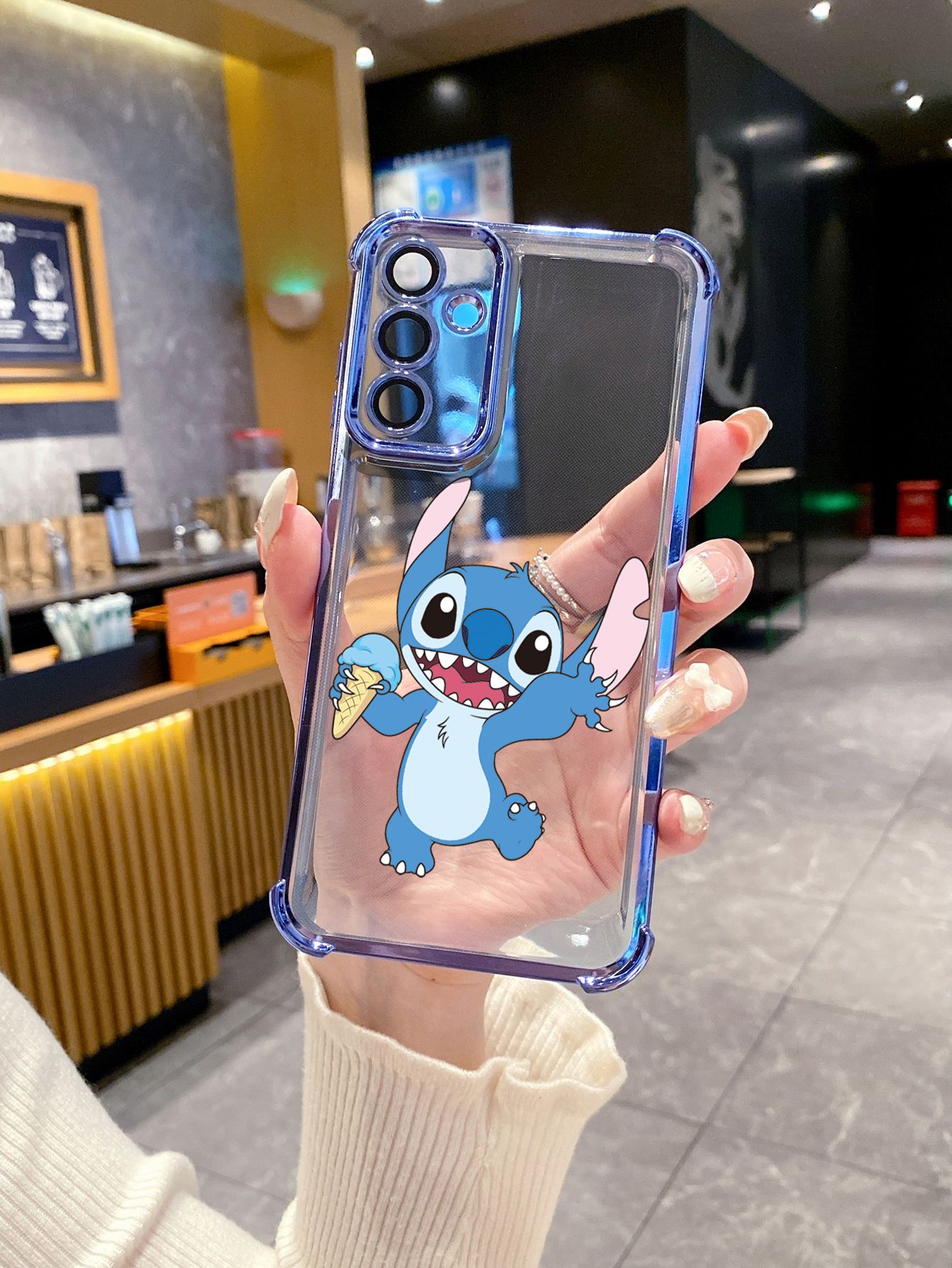 For OPPO A3X A2 Pro A1 A60 A18 A38 A17 A16 A57 A77 4G A59 A98 A78 A58 5G Icecream Couple Stitch Plating Frame Clear Phone Case Anti-shock Cover