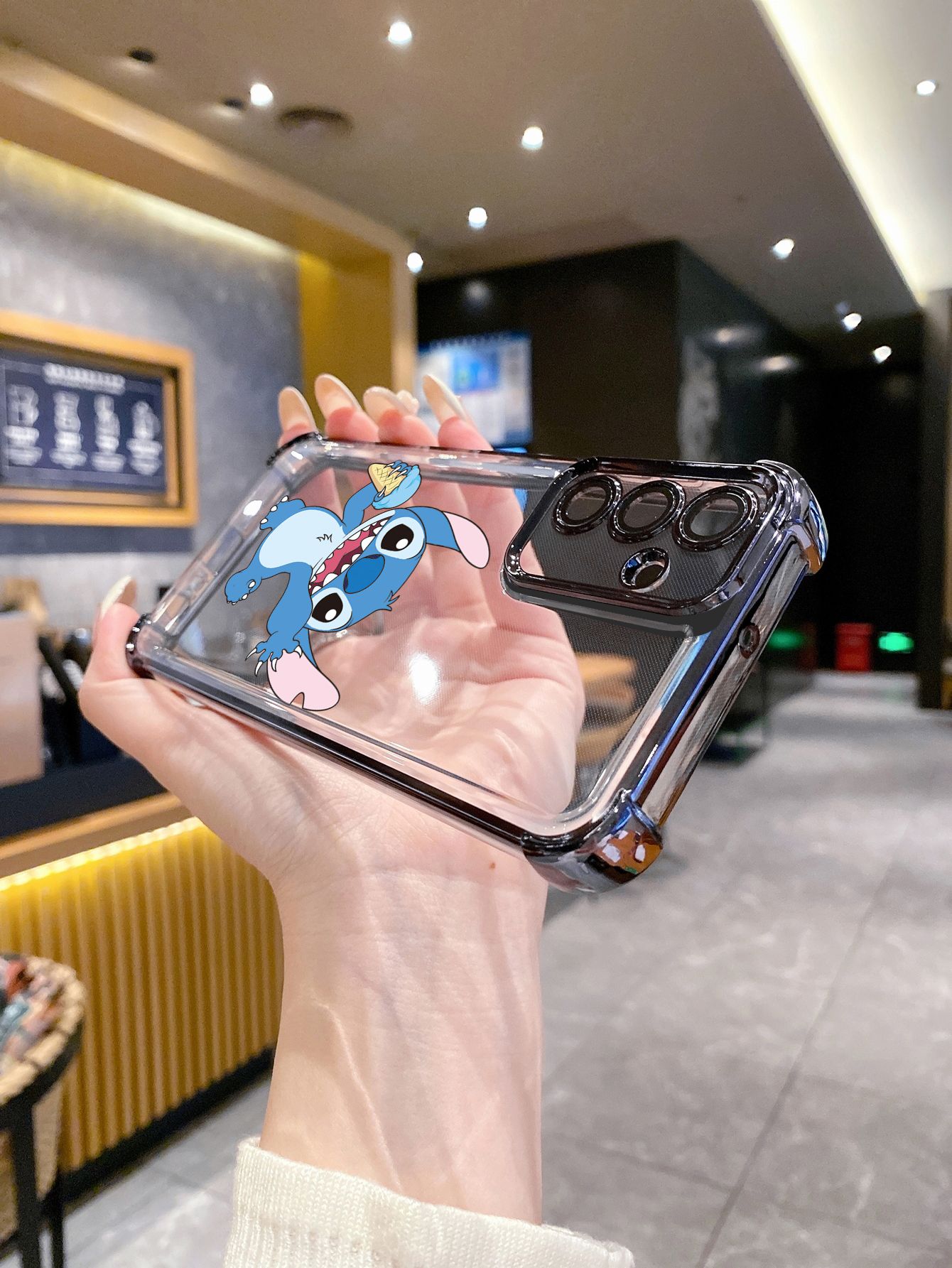 For OPPO A3X A2 Pro A1 A60 A18 A38 A17 A16 A57 A77 4G A59 A98 A78 A58 5G Icecream Couple Stitch Plating Frame Clear Phone Case Anti-shock Cover