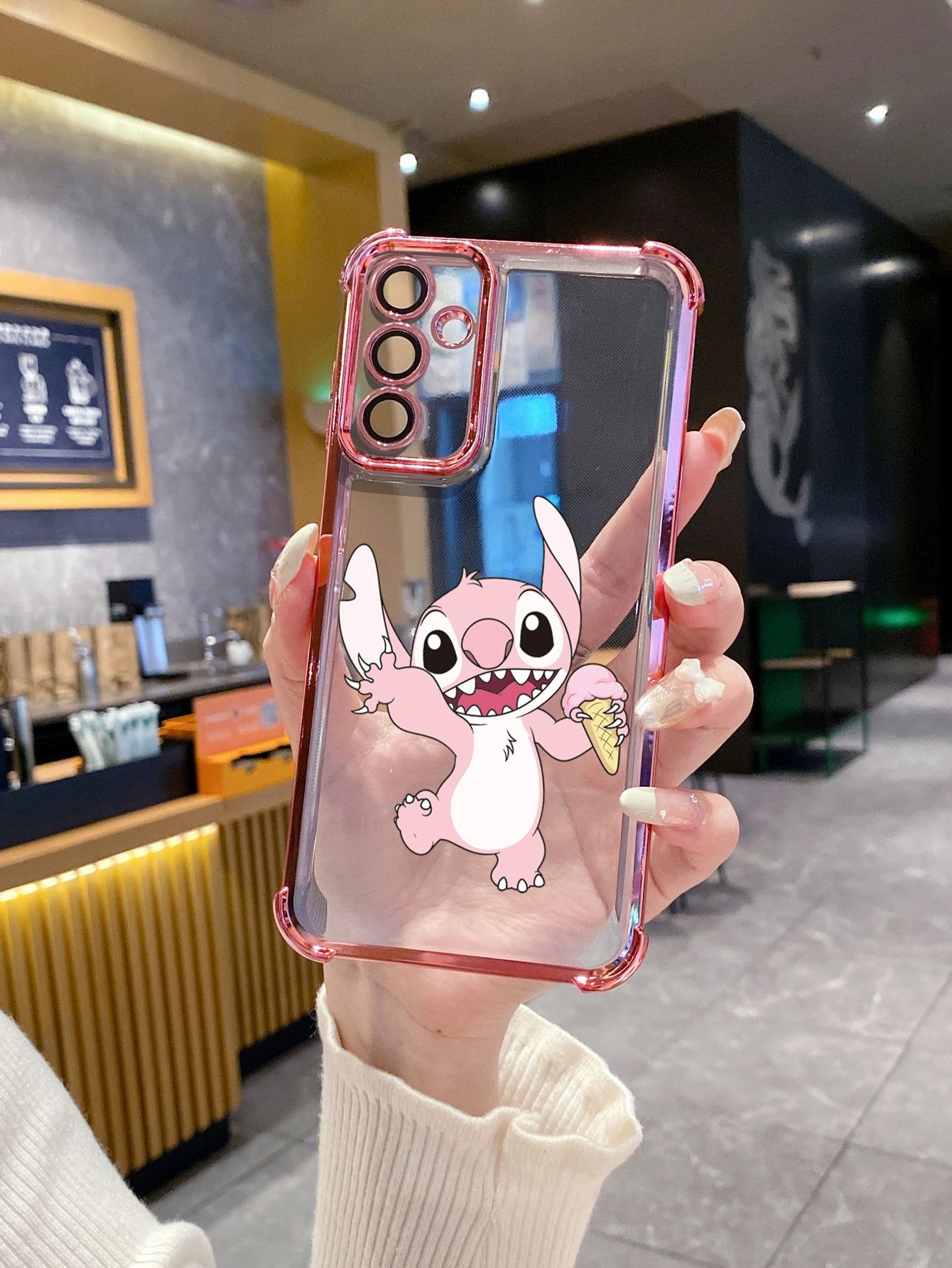 For OPPO A3X A2 Pro A1 A60 A18 A38 A17 A16 A57 A77 4G A59 A98 A78 A58 5G Icecream Couple Stitch Plating Frame Clear Phone Case Anti-shock Cover