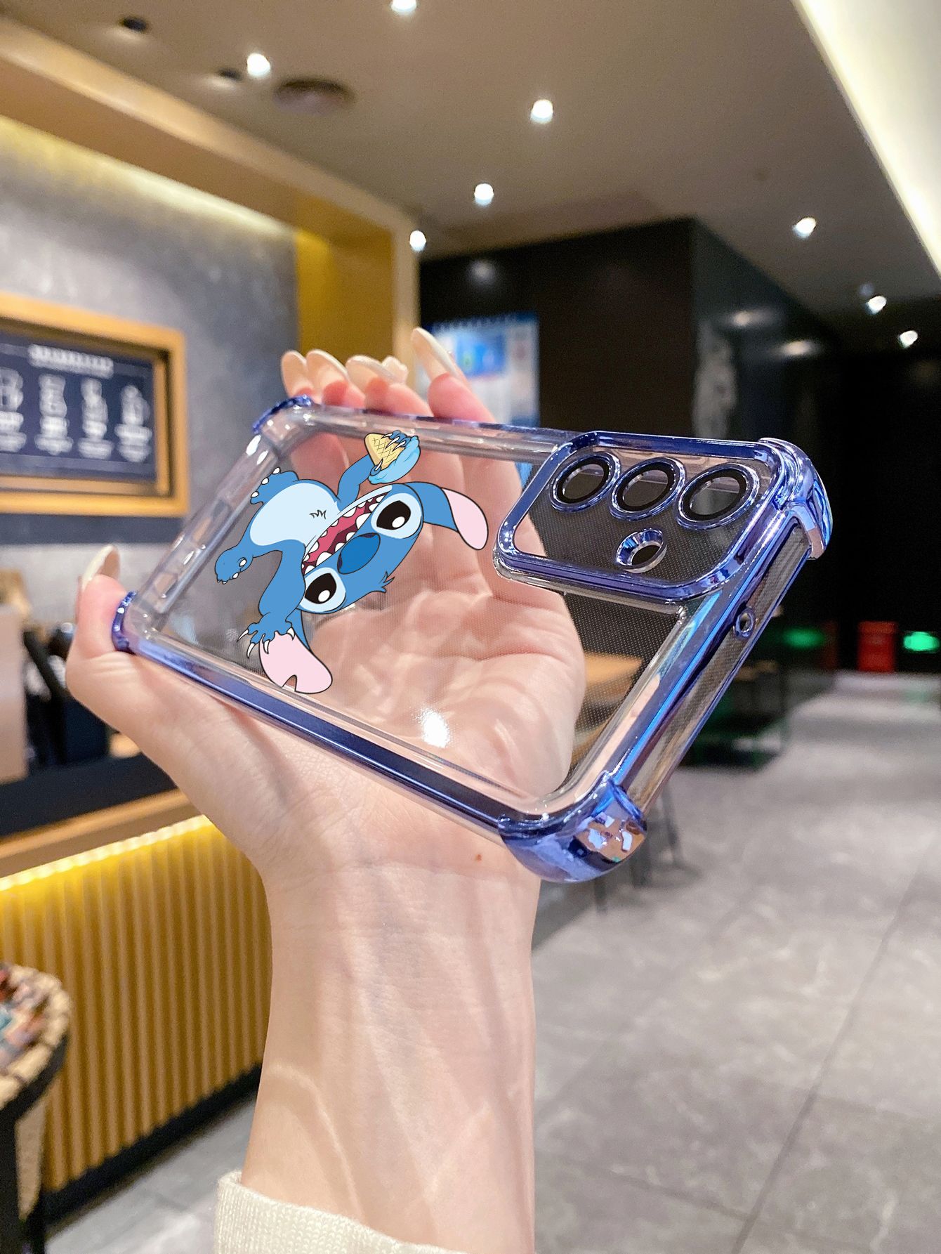 For OPPO A3X A2 Pro A1 A60 A18 A38 A17 A16 A57 A77 4G A59 A98 A78 A58 5G Icecream Couple Stitch Plating Frame Clear Phone Case Anti-shock Cover