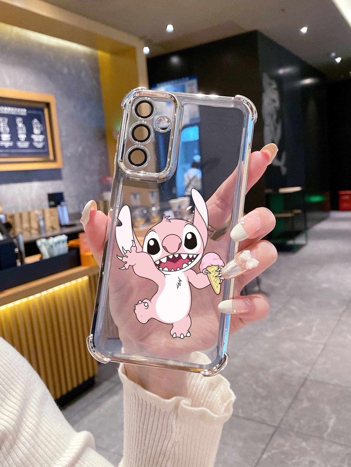 For OPPO A3X A2 Pro A1 A60 A18 A38 A17 A16 A57 A77 4G A59 A98 A78 A58 5G Icecream Couple Stitch Plating Frame Clear Phone Case Anti-shock Cover