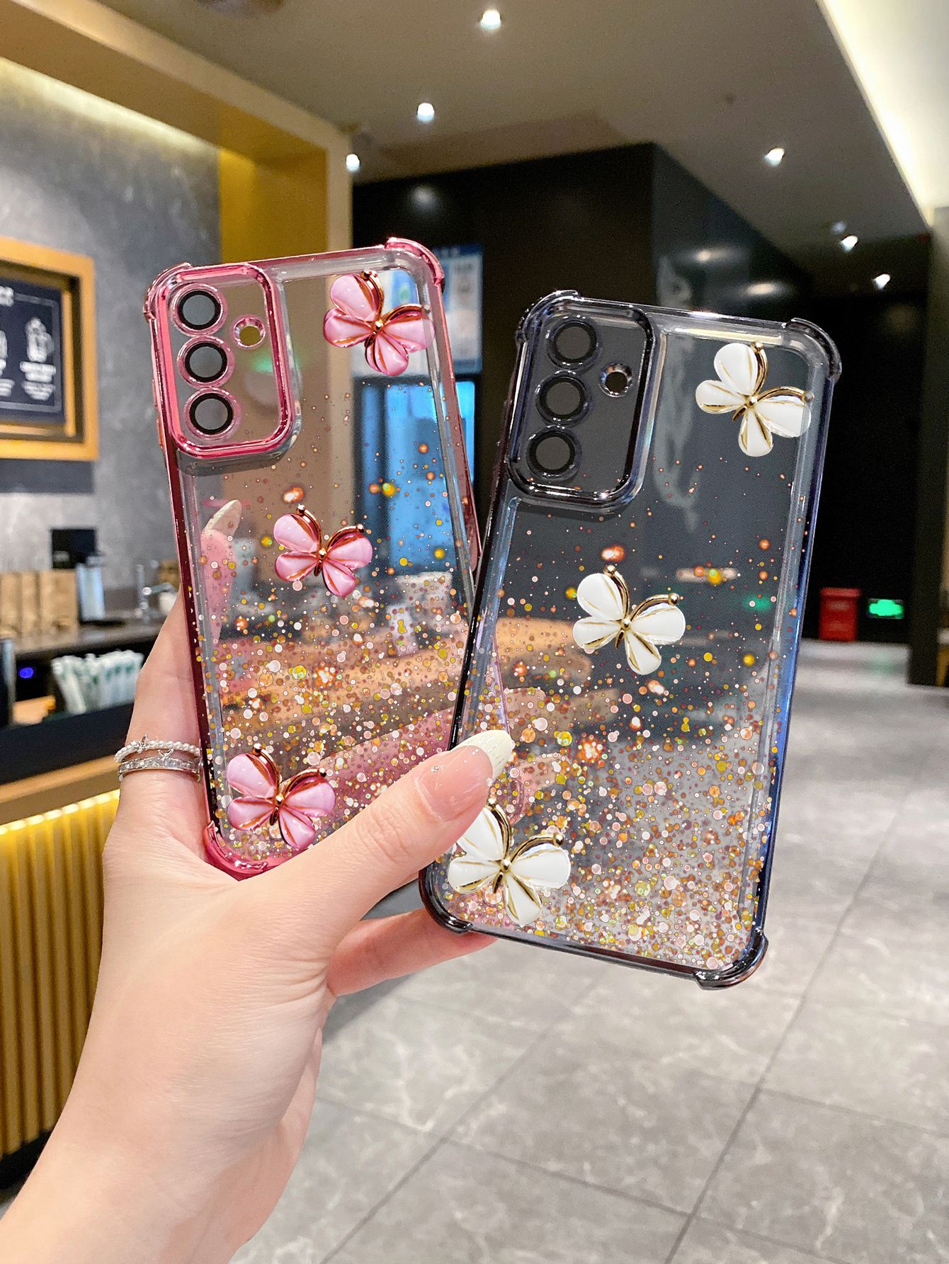For Samsung Galaxy A15 A05 A35 A55 A14 A34 A33 A53 A73 A32 A56 A36 A06 A16 Luxury Butterfly Plating Frame Clear Phone Case Anti-shock Cover