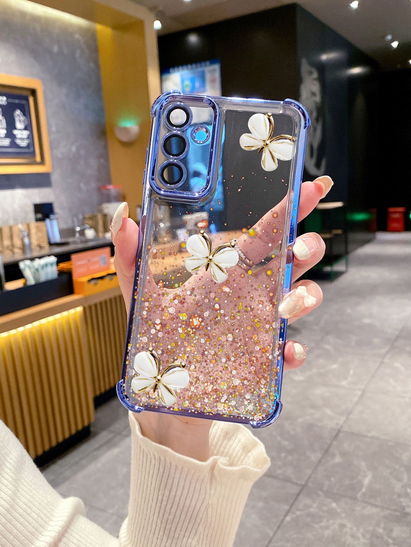 For Samsung Galaxy A15 A05 A35 A55 A14 A34 A33 A53 A73 A32 A56 A36 A06 A16 Luxury Butterfly Plating Frame Clear Phone Case Anti-shock Cover