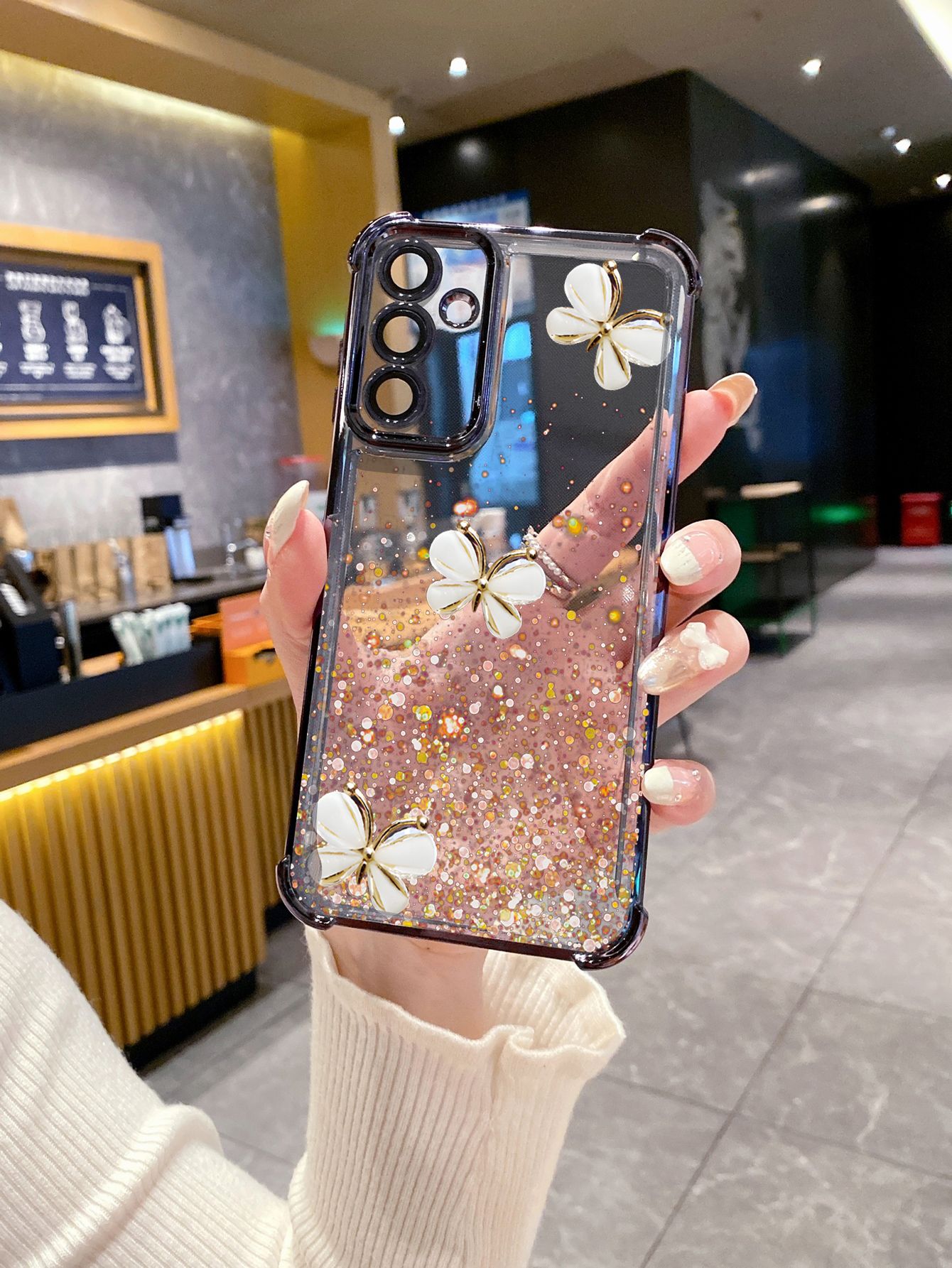 For Samsung Galaxy A15 A05 A35 A55 A14 A34 A33 A53 A73 A32 A56 A36 A06 A16 Luxury Butterfly Plating Frame Clear Phone Case Anti-shock Cover