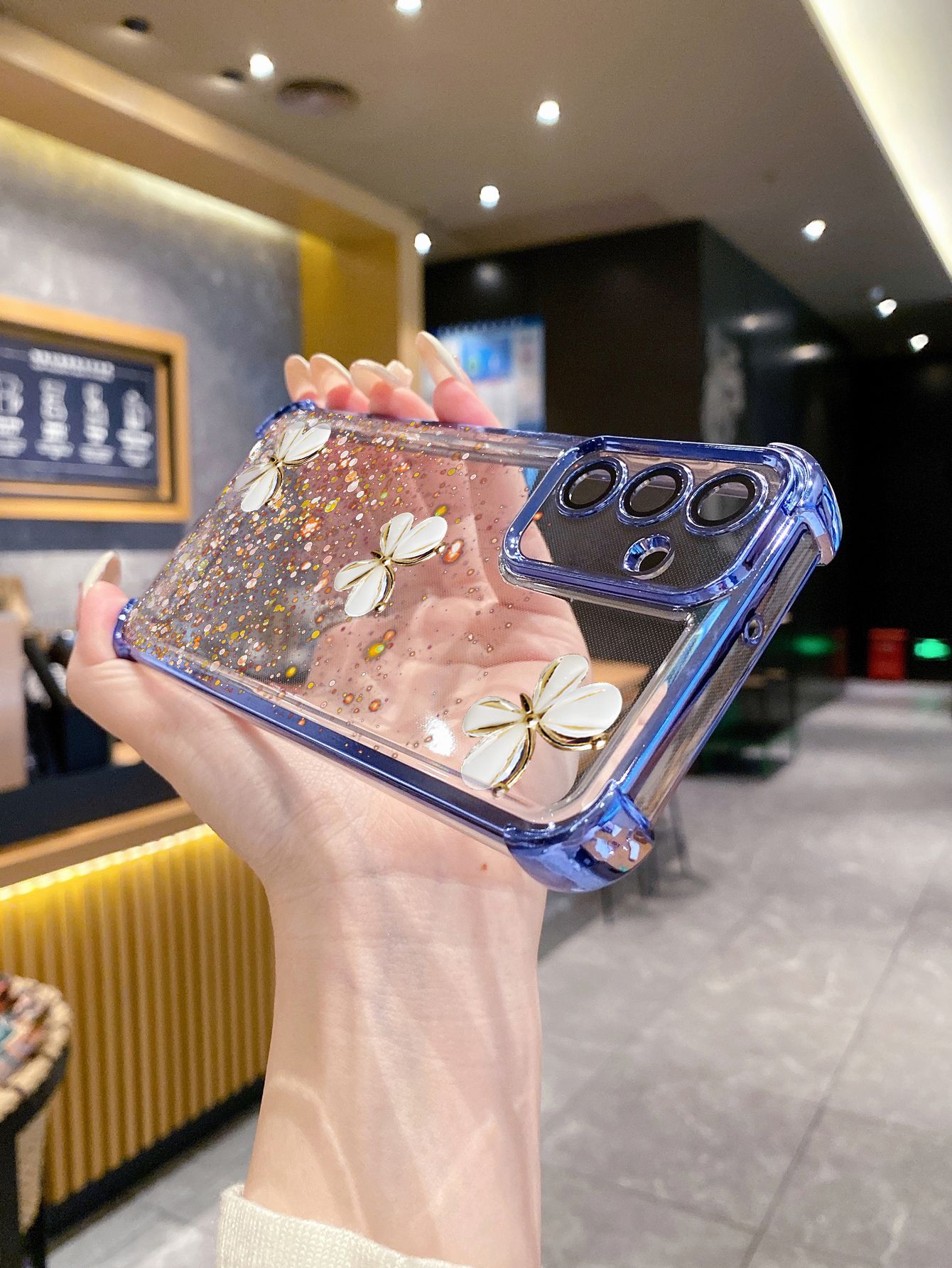 For Samsung Galaxy A15 A05 A35 A55 A14 A34 A33 A53 A73 A32 A56 A36 A06 A16 Luxury Butterfly Plating Frame Clear Phone Case Anti-shock Cover