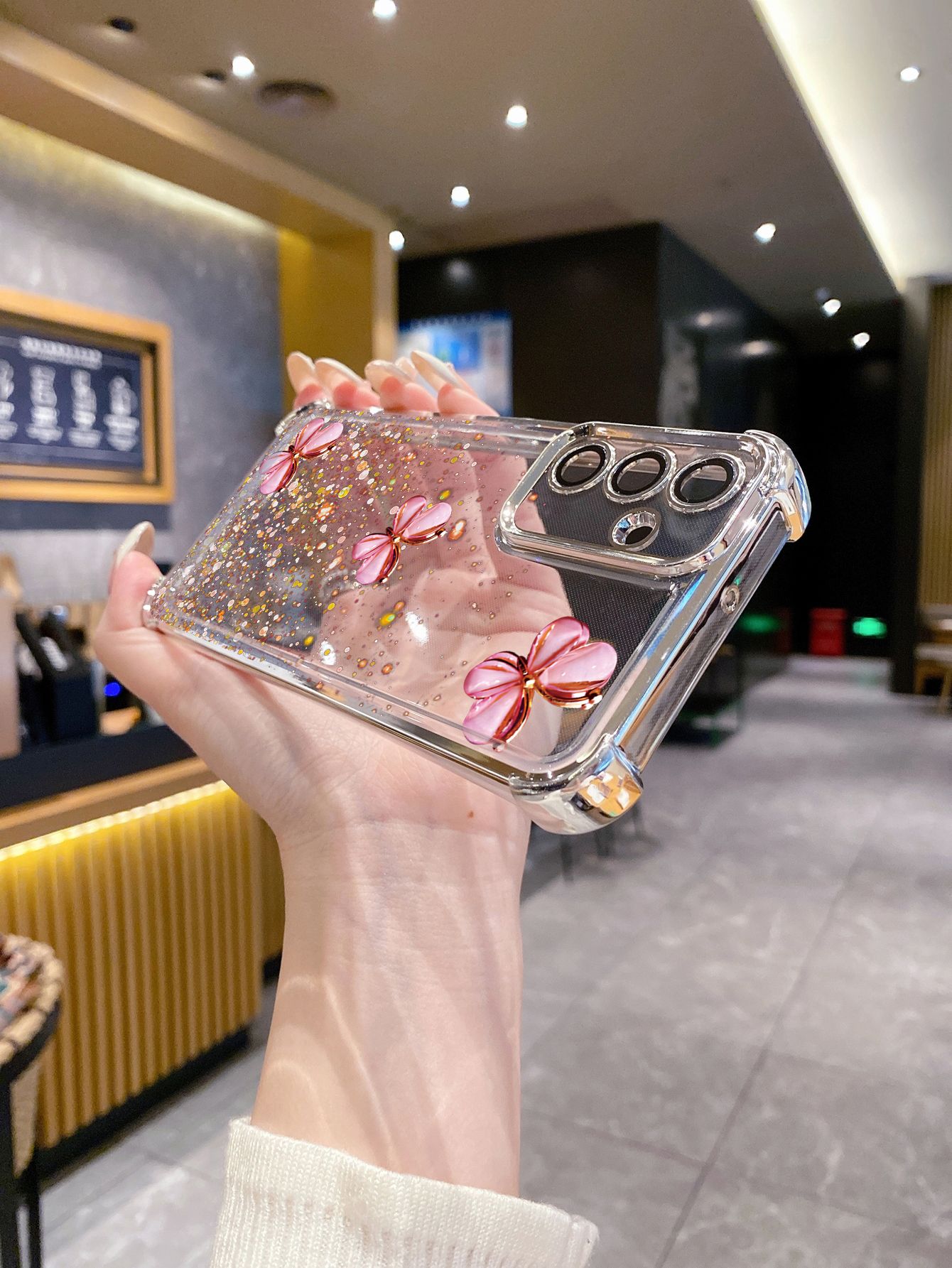 For Samsung Galaxy A15 A05 A35 A55 A14 A34 A33 A53 A73 A32 A56 A36 A06 A16 Luxury Butterfly Plating Frame Clear Phone Case Anti-shock Cover