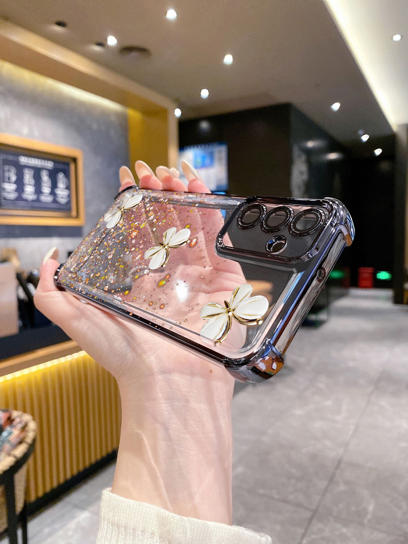 For Samsung Galaxy A15 A05 A35 A55 A14 A34 A33 A53 A73 A32 A56 A36 A06 A16 Luxury Butterfly Plating Frame Clear Phone Case Anti-shock Cover