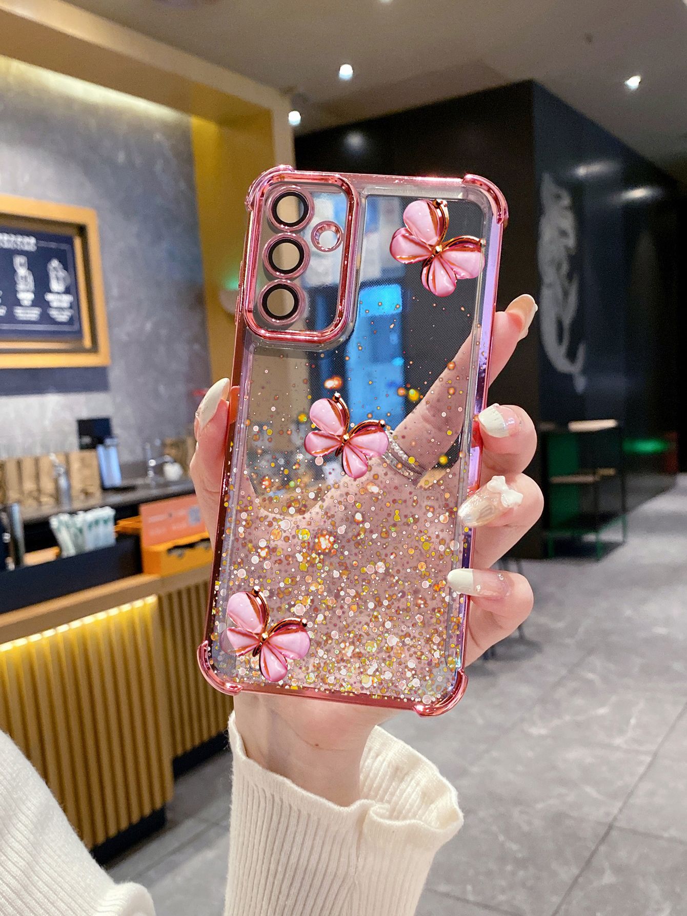For Samsung Galaxy A15 A05 A35 A55 A14 A34 A33 A53 A73 A32 A56 A36 A06 A16 Luxury Butterfly Plating Frame Clear Phone Case Anti-shock Cover