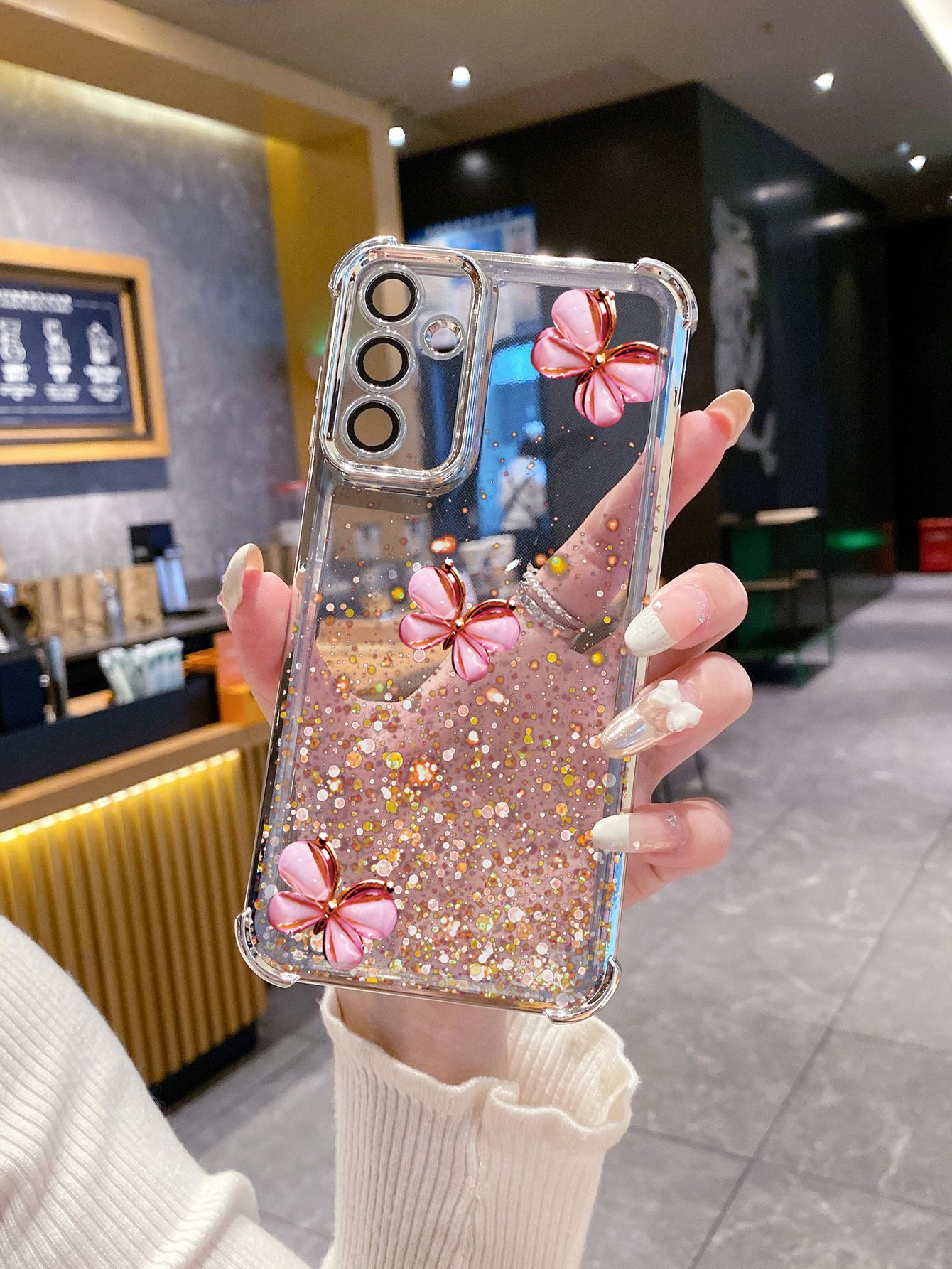 For Samsung Galaxy A15 A05 A35 A55 A14 A34 A33 A53 A73 A32 A56 A36 A06 A16 Luxury Butterfly Plating Frame Clear Phone Case Anti-shock Cover