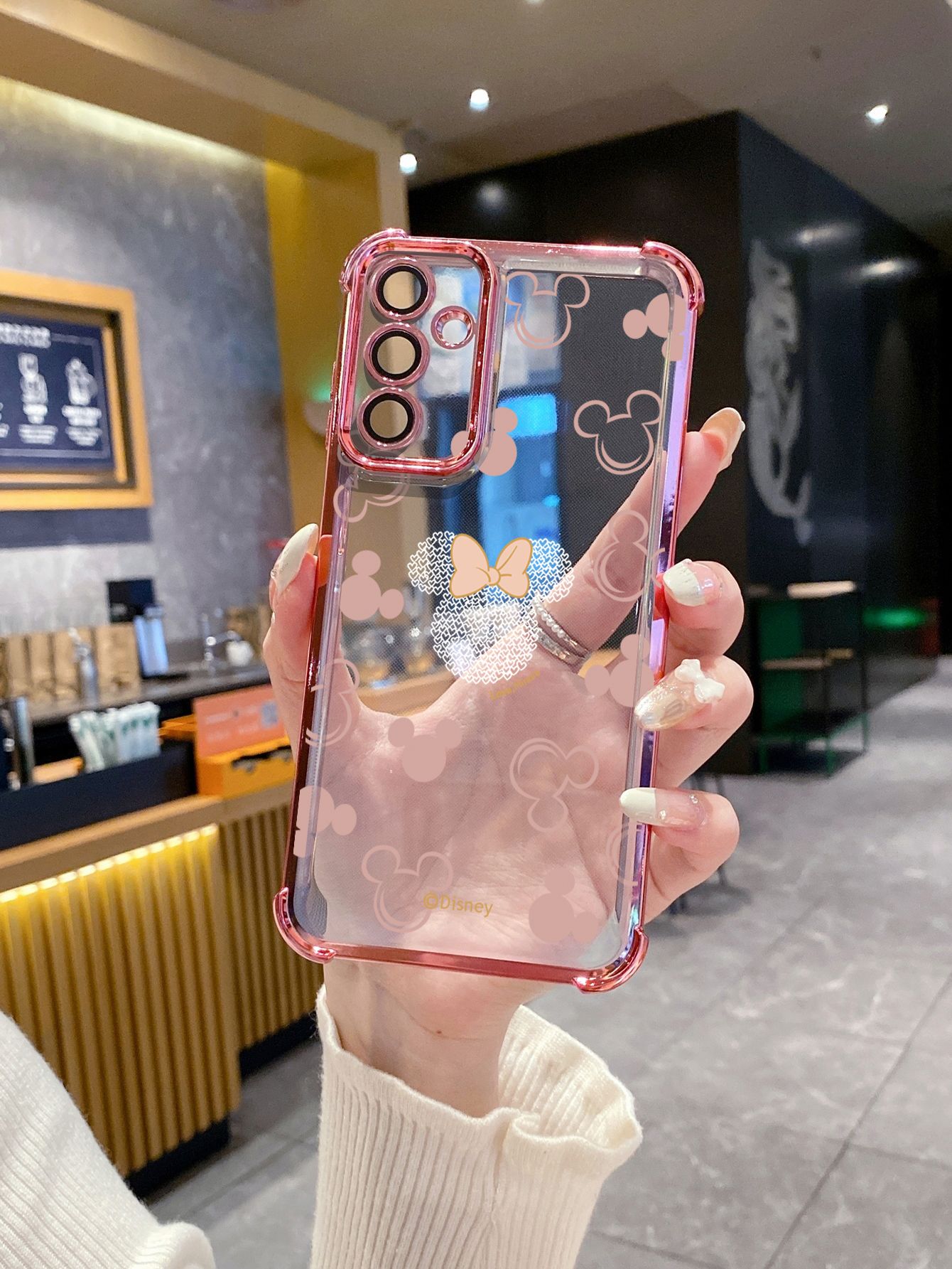 For VIVO Y17S Y27 T1X Y02S Y21S Y02 Y33S Y12S Y18 Y38 Y20 Couple Cute Mickey Minne Plating Frame Clear Phone Case Anti-shock Cover
