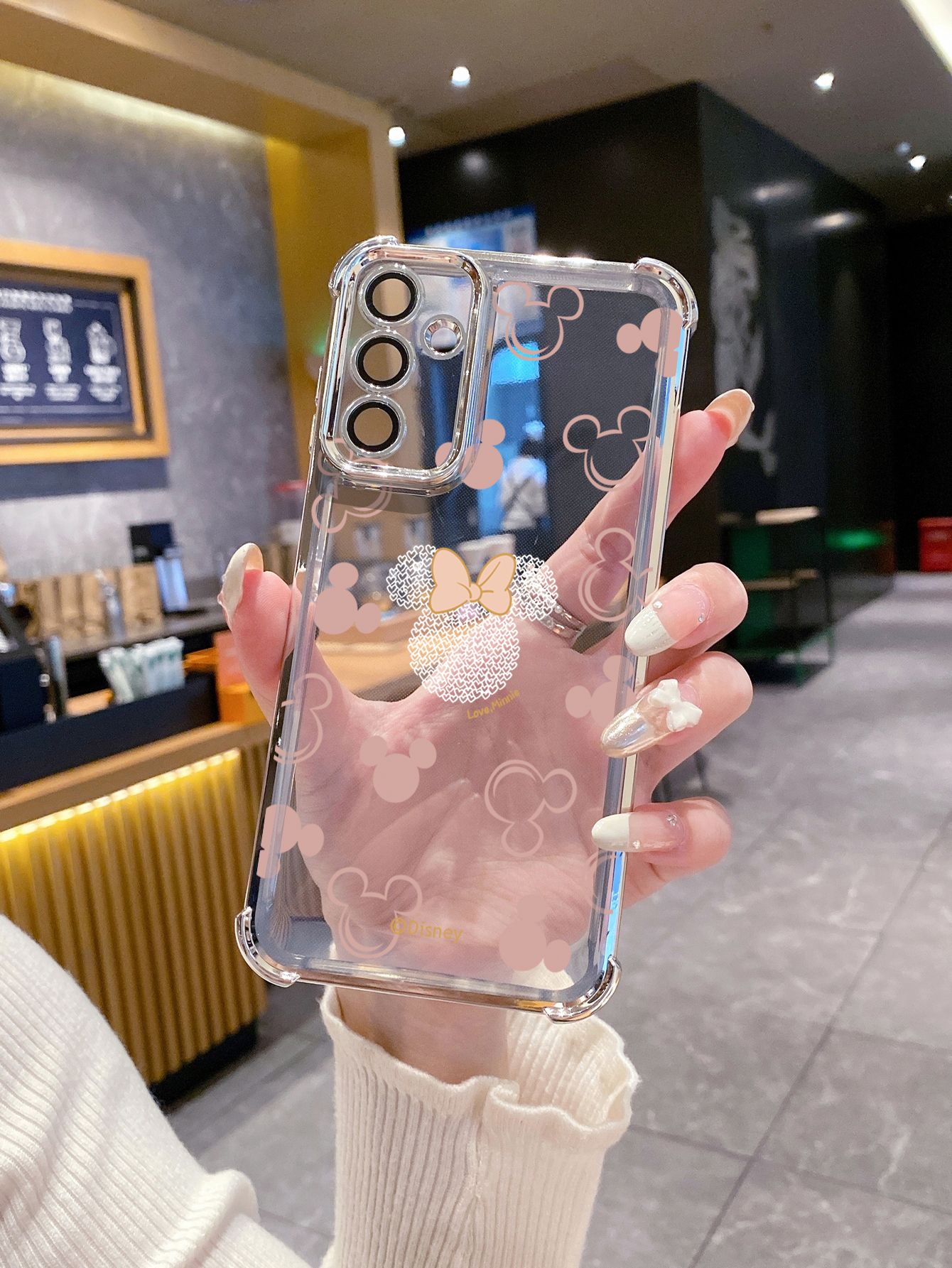 For VIVO Y17S Y27 T1X Y02S Y21S Y02 Y33S Y12S Y18 Y38 Y20 Couple Cute Mickey Minne Plating Frame Clear Phone Case Anti-shock Cover