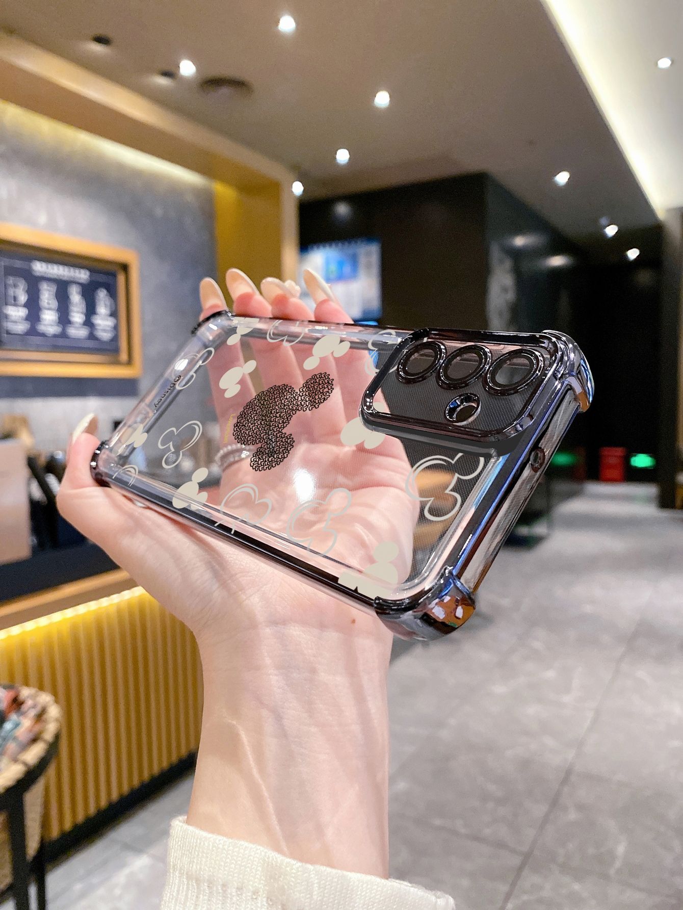 For VIVO Y17S Y27 T1X Y02S Y21S Y02 Y33S Y12S Y18 Y38 Y20 Couple Cute Mickey Minne Plating Frame Clear Phone Case Anti-shock Cover