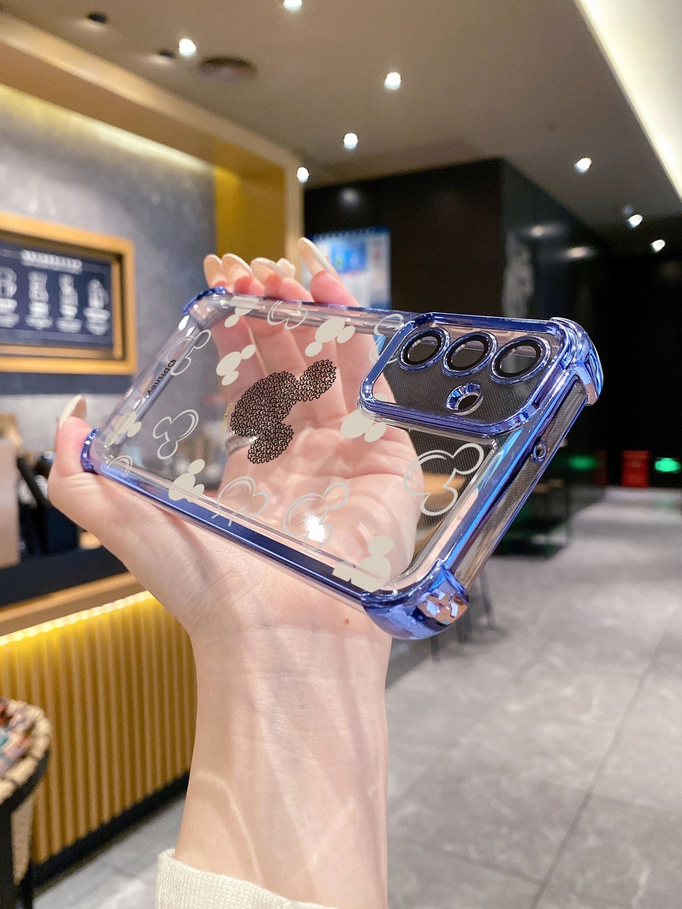 For VIVO Y17S Y27 T1X Y02S Y21S Y02 Y33S Y12S Y18 Y38 Y20 Couple Cute Mickey Minne Plating Frame Clear Phone Case Anti-shock Cover