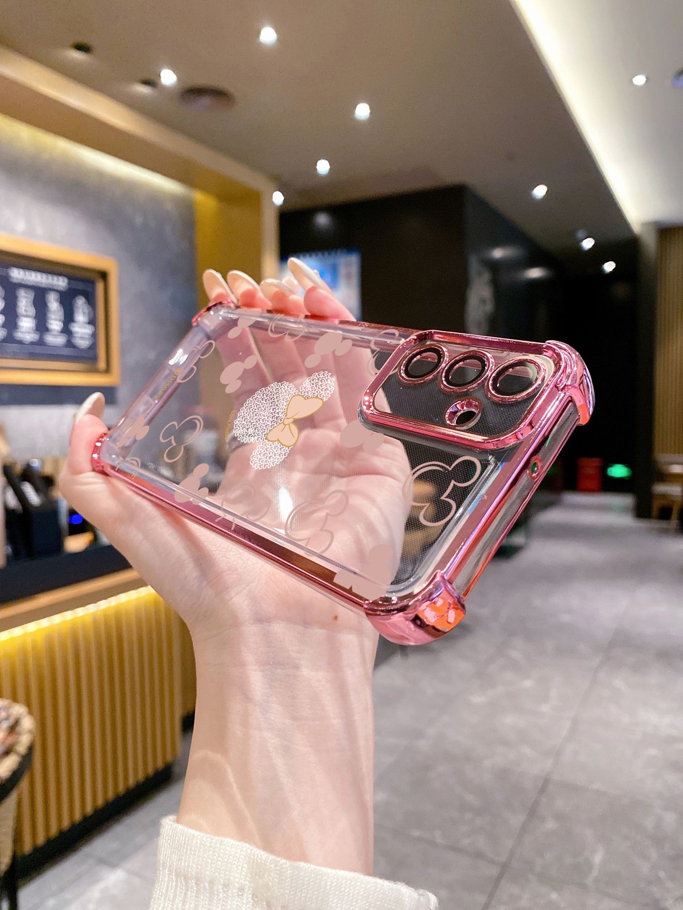 For VIVO Y17S Y27 T1X Y02S Y21S Y02 Y33S Y12S Y18 Y38 Y20 Couple Cute Mickey Minne Plating Frame Clear Phone Case Anti-shock Cover