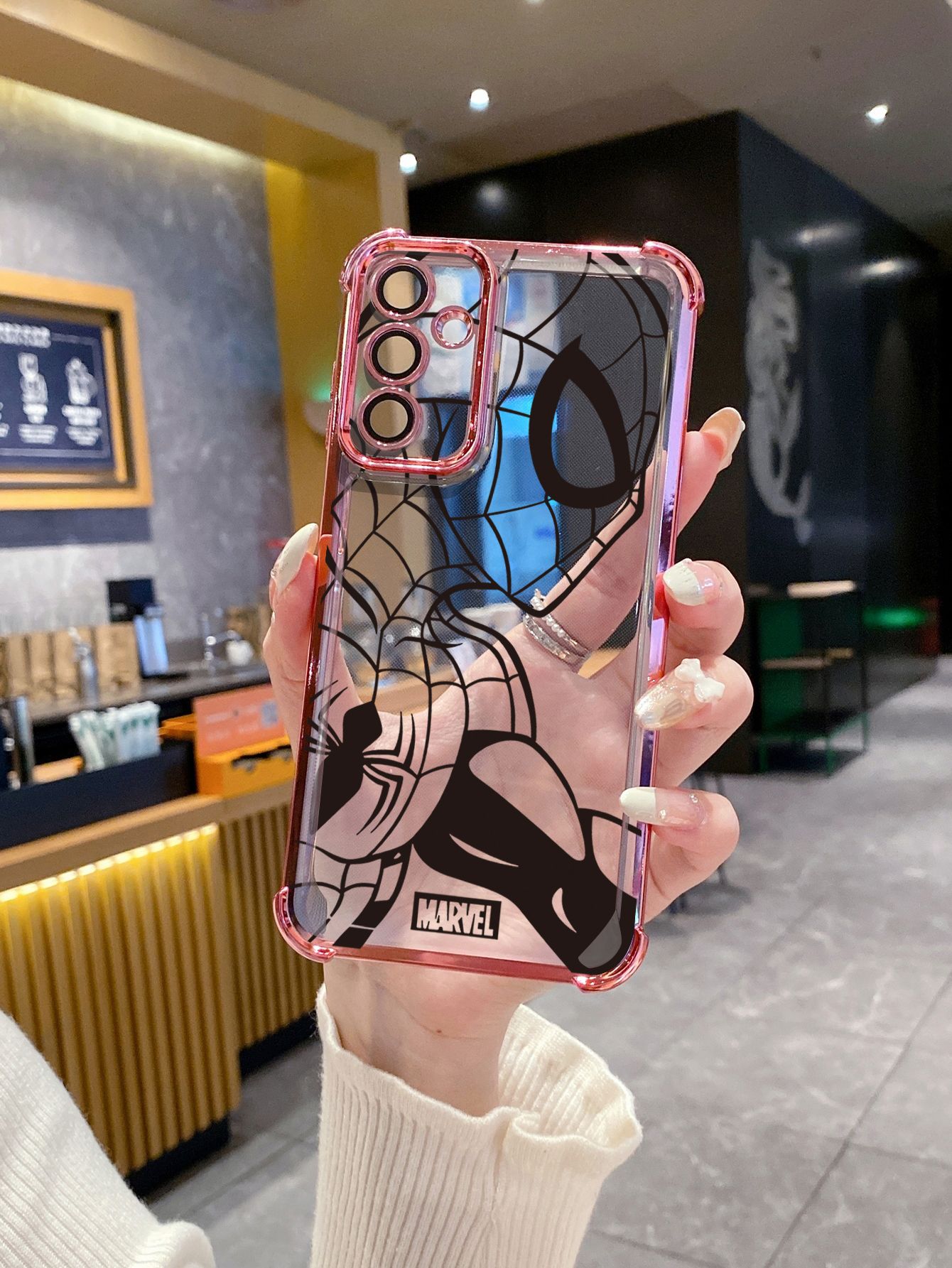 For Xiaomi Redmi Note 14 13 Pro 5G 12S 4G 12 Turbo 11S 13C 12C Spider-Man Plating Frame Clear Phone Case Anti-shock Cover