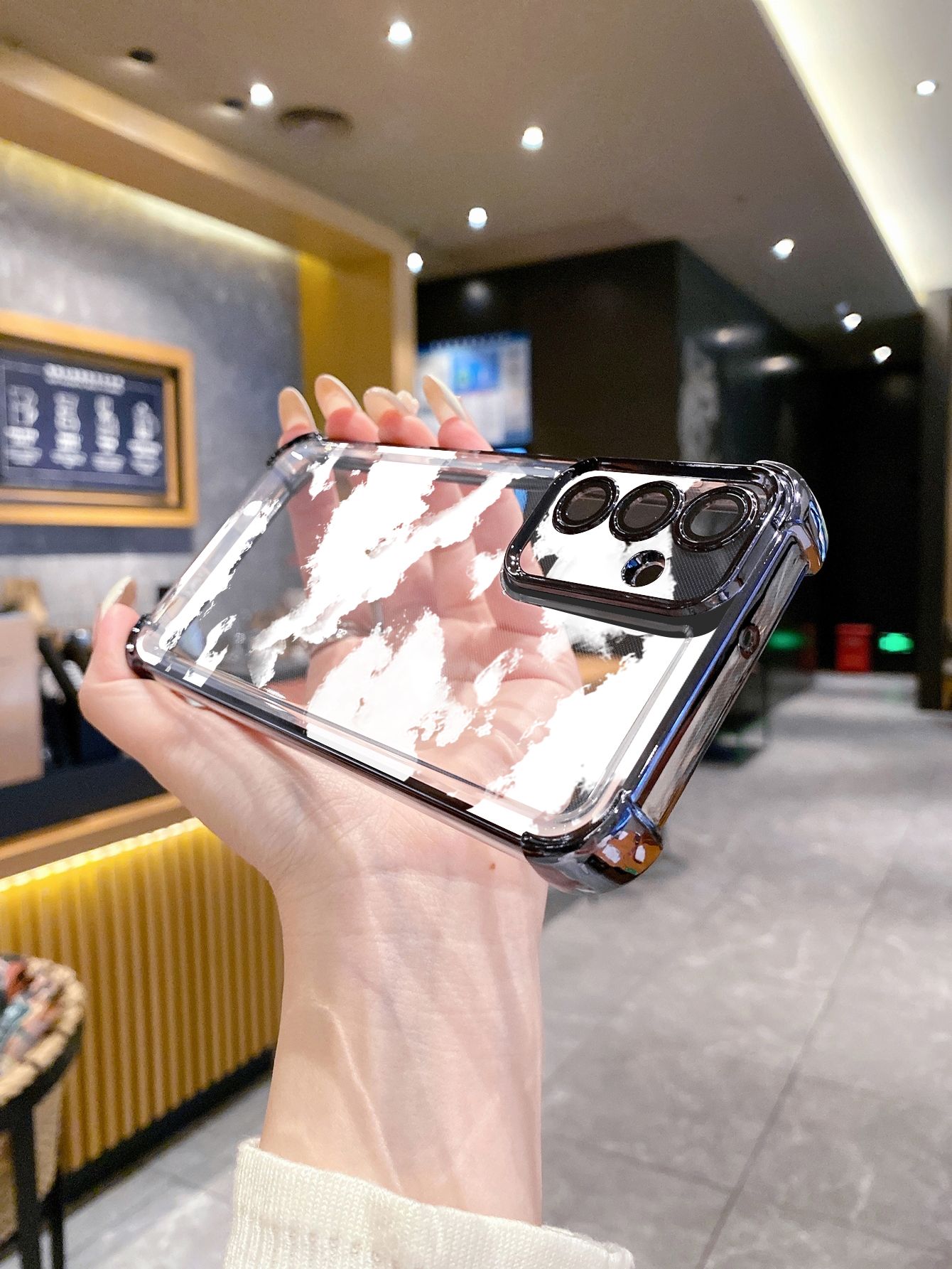 For Samsung Galaxy A15 A05 A35 A55 A14 A34 A33 A53 A73 A32 A56 A36 A06 A16 Cloud Moon Senery Plating Frame Clear Phone Case Anti-shock Cover