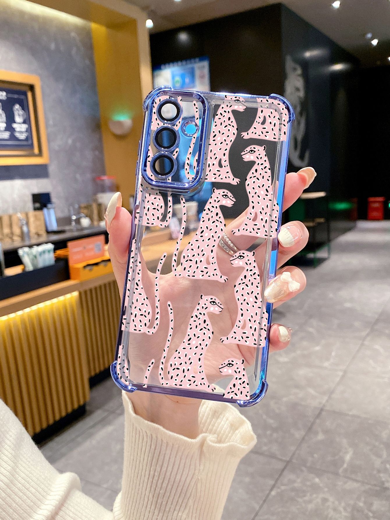 For VIVO Y17S Y27 T1X Y02S Y21S Y02 Y33S Y12S Y18 Y38 Y20 Fashion Leopard Plating Frame Clear Phone Case Anti-shock Cover